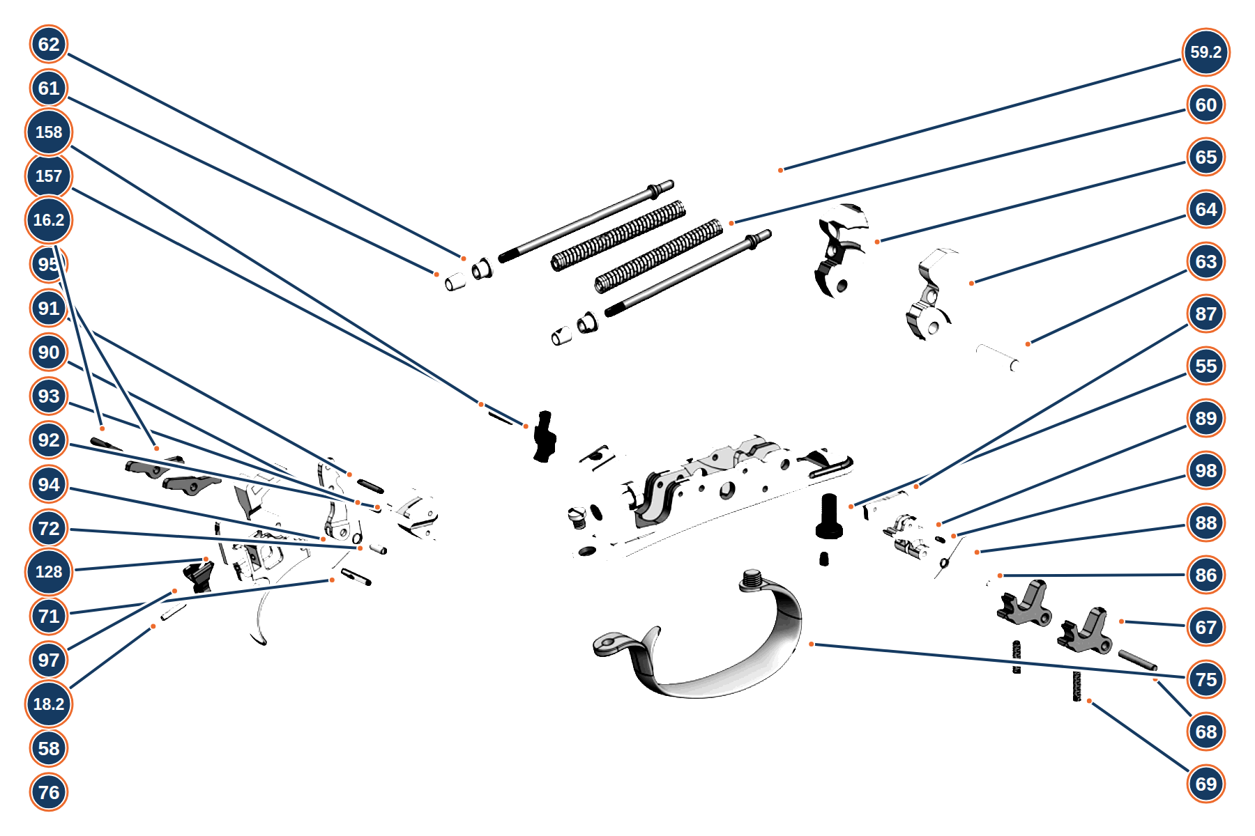 Official 686 Silver Pigeon I Hunting MY24 12G Trigger Group exploded diagram