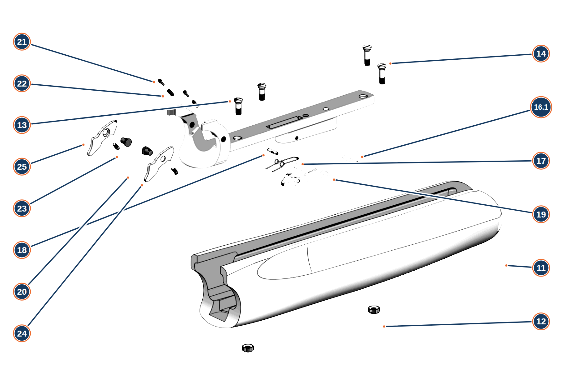 Official 686 Silver Pigeon I Hunting MY24 12G Forend exploded diagram