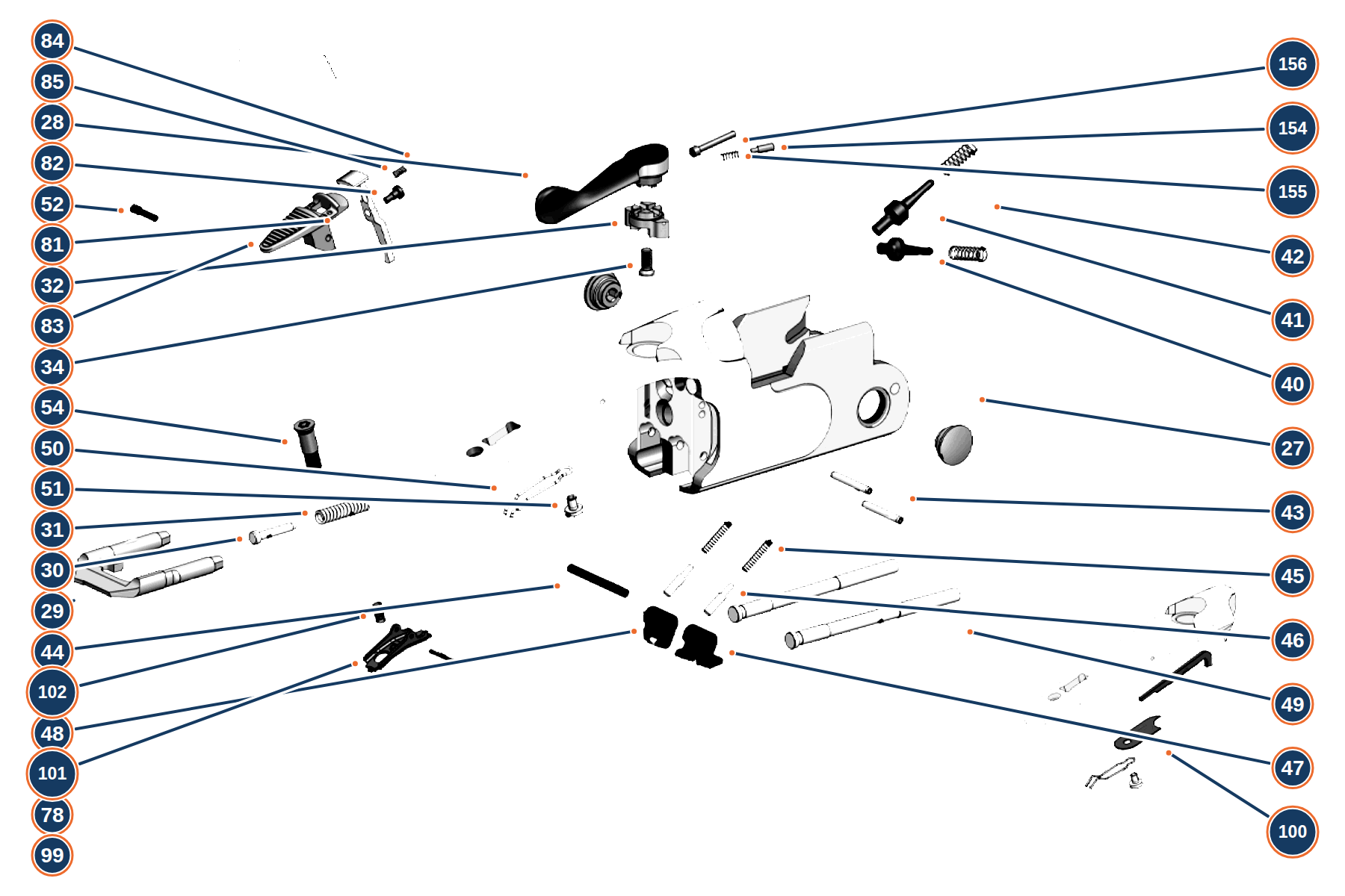 Official 686 Silver Pigeon I Hunting MY24 12G Receiver exploded diagram