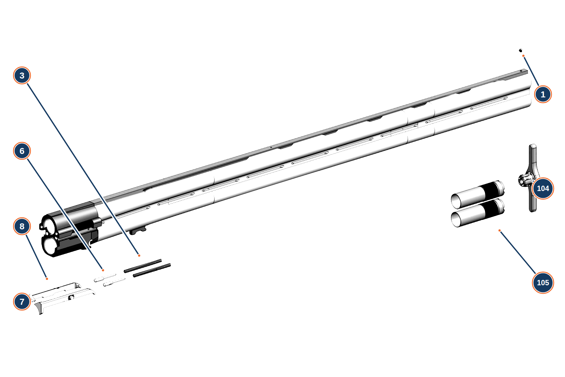 Official 686 Silver Pigeon I Hunting MY24 12G Barrel exploded diagram