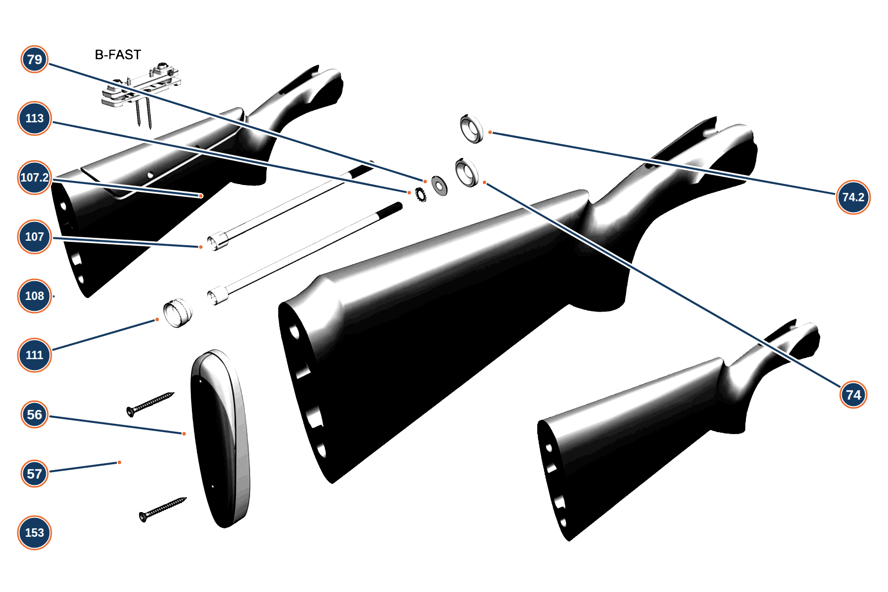 Official 686 Silver Pigeon I Hunting MY24 12G Stock exploded diagram