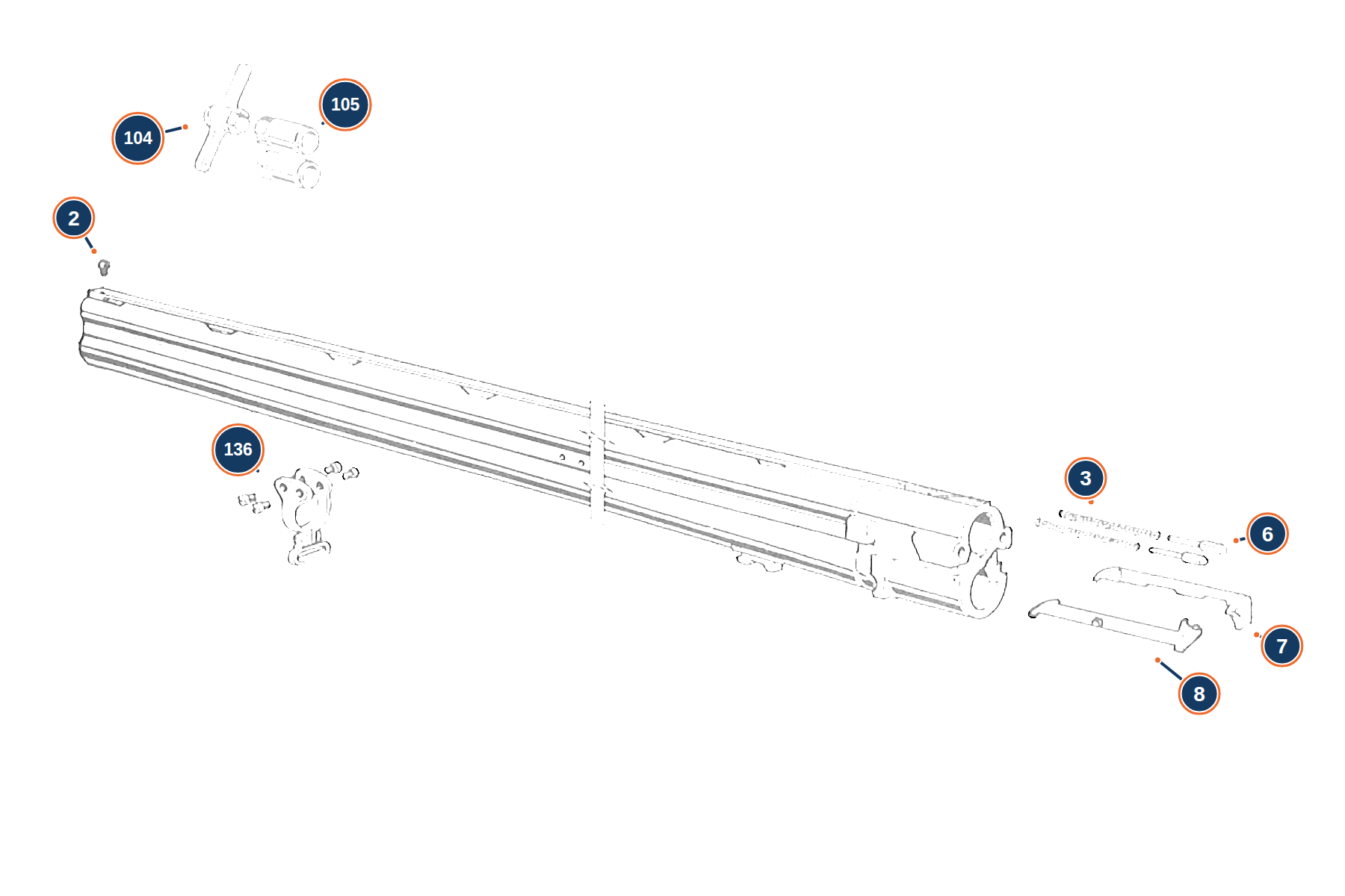 Official 687 Silver Pigeon III 12G Barrel exploded diagram