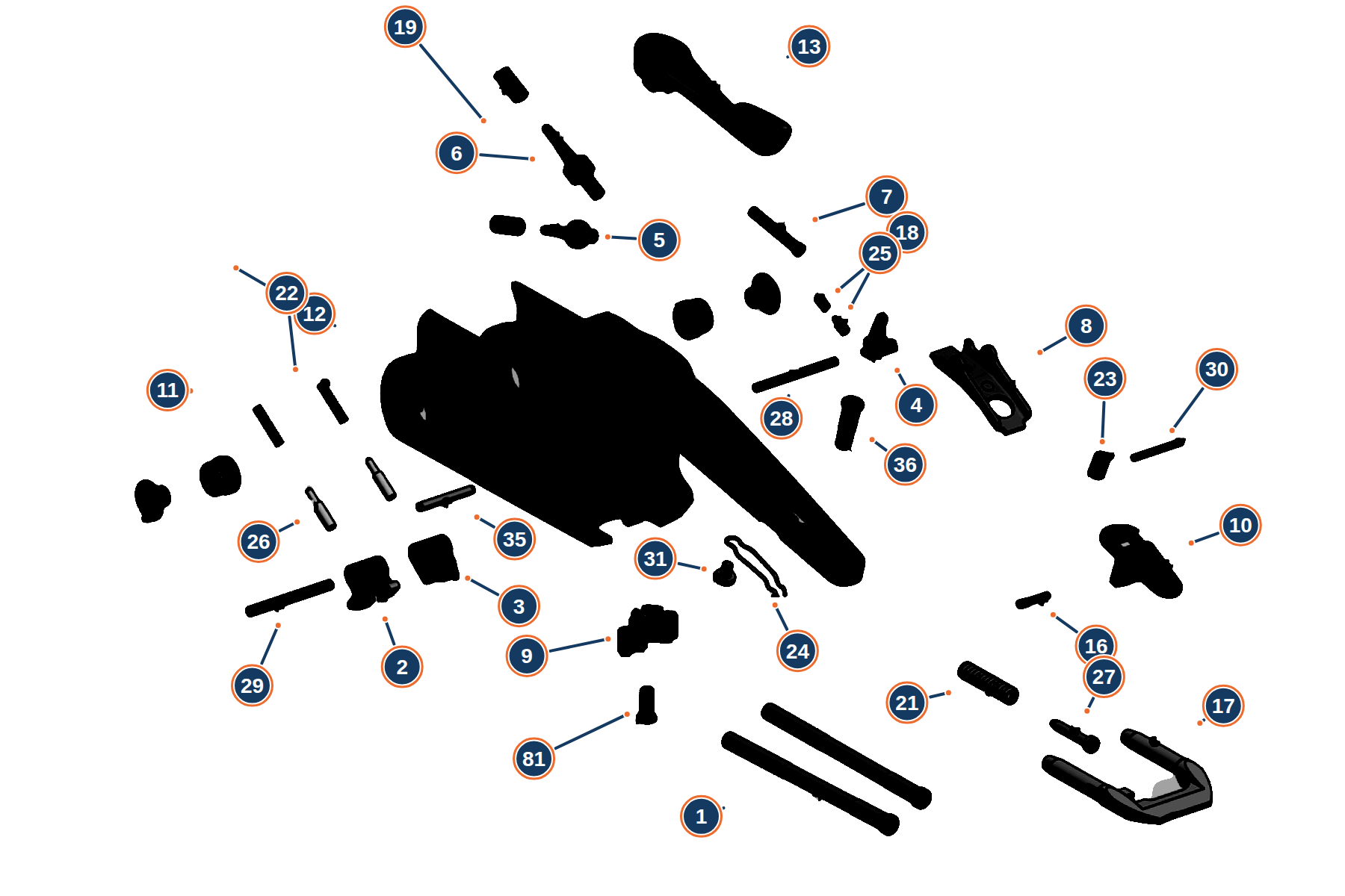 Official 694 Sporting 12G Receiver exploded diagram