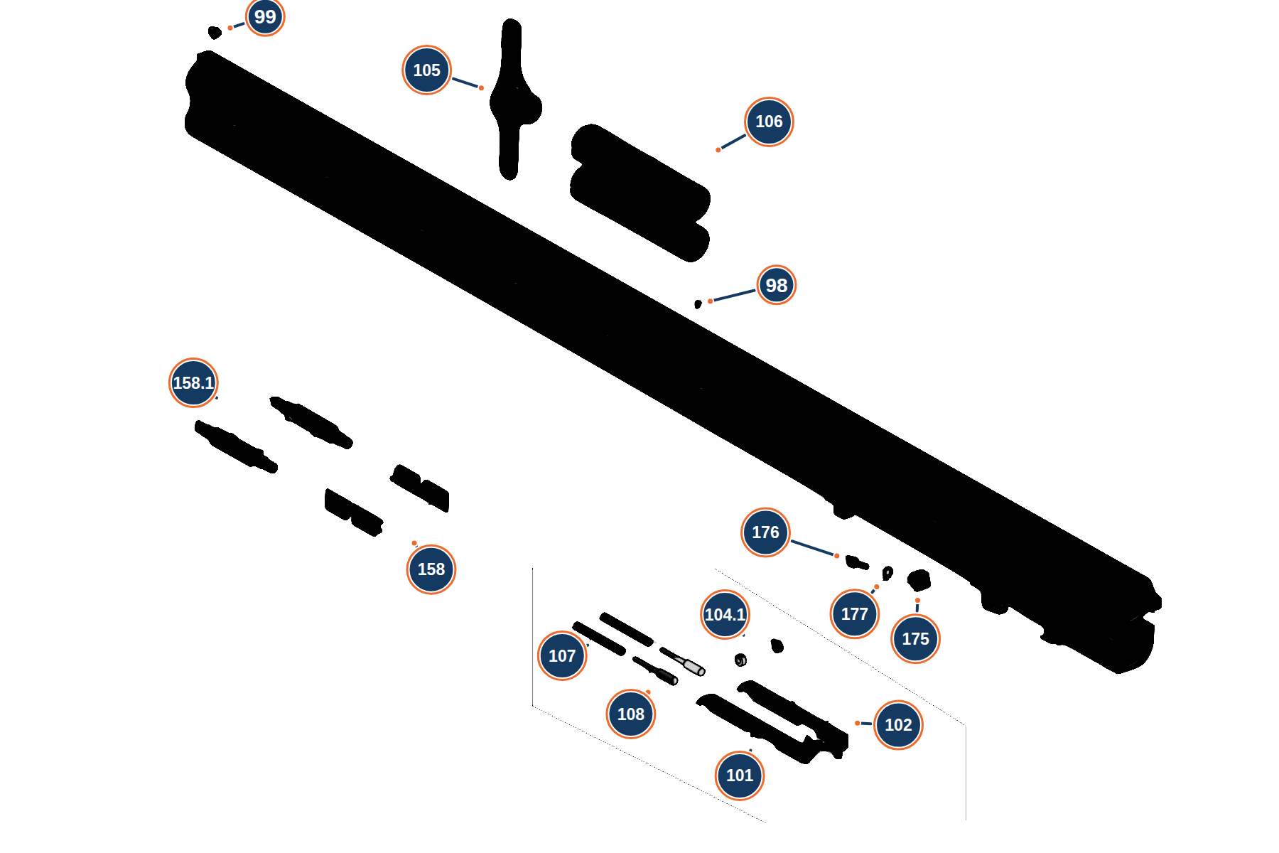Official 694 Sporting 12G Barrel exploded diagram