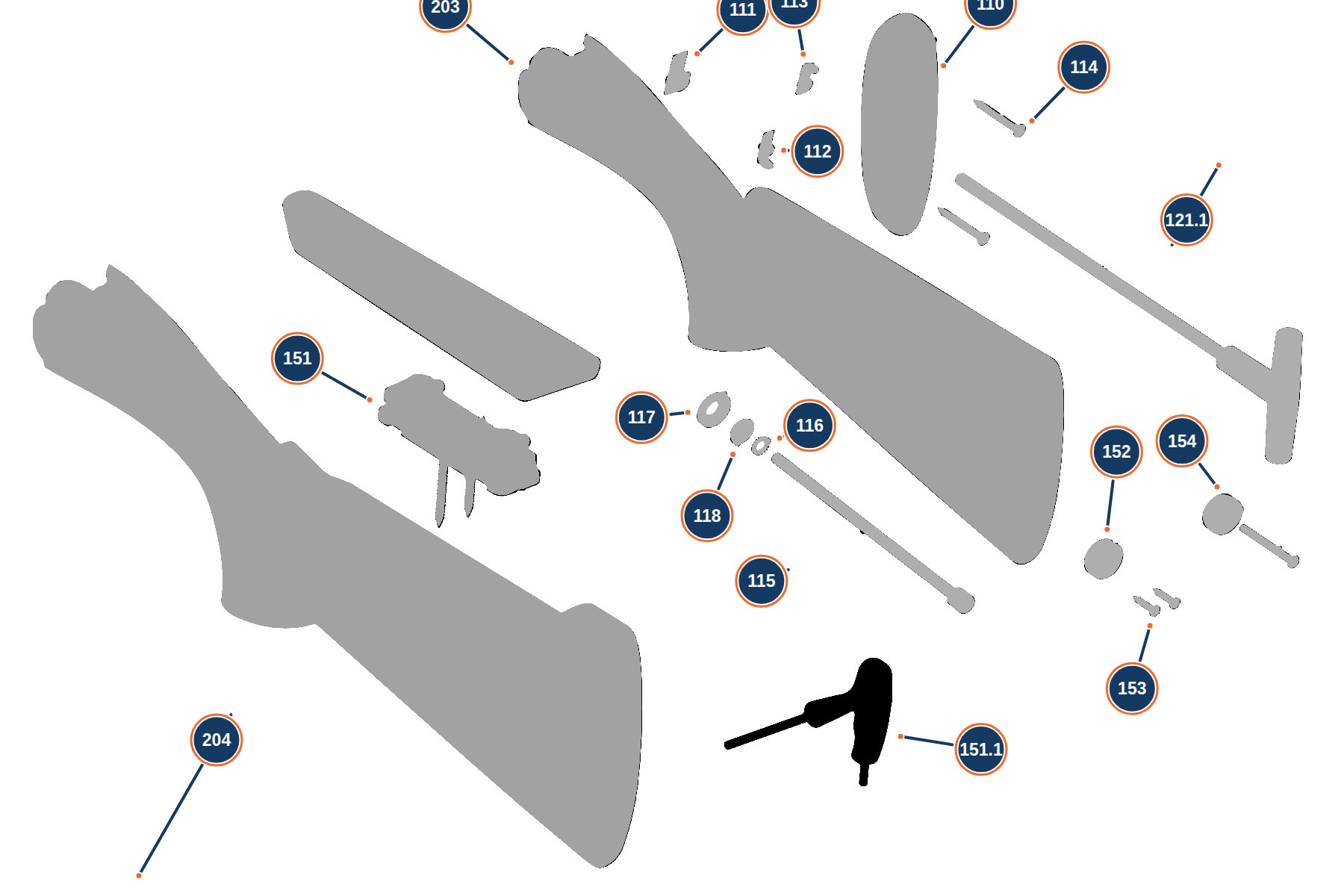 Official 694 Sporting 12G Stock exploded diagram