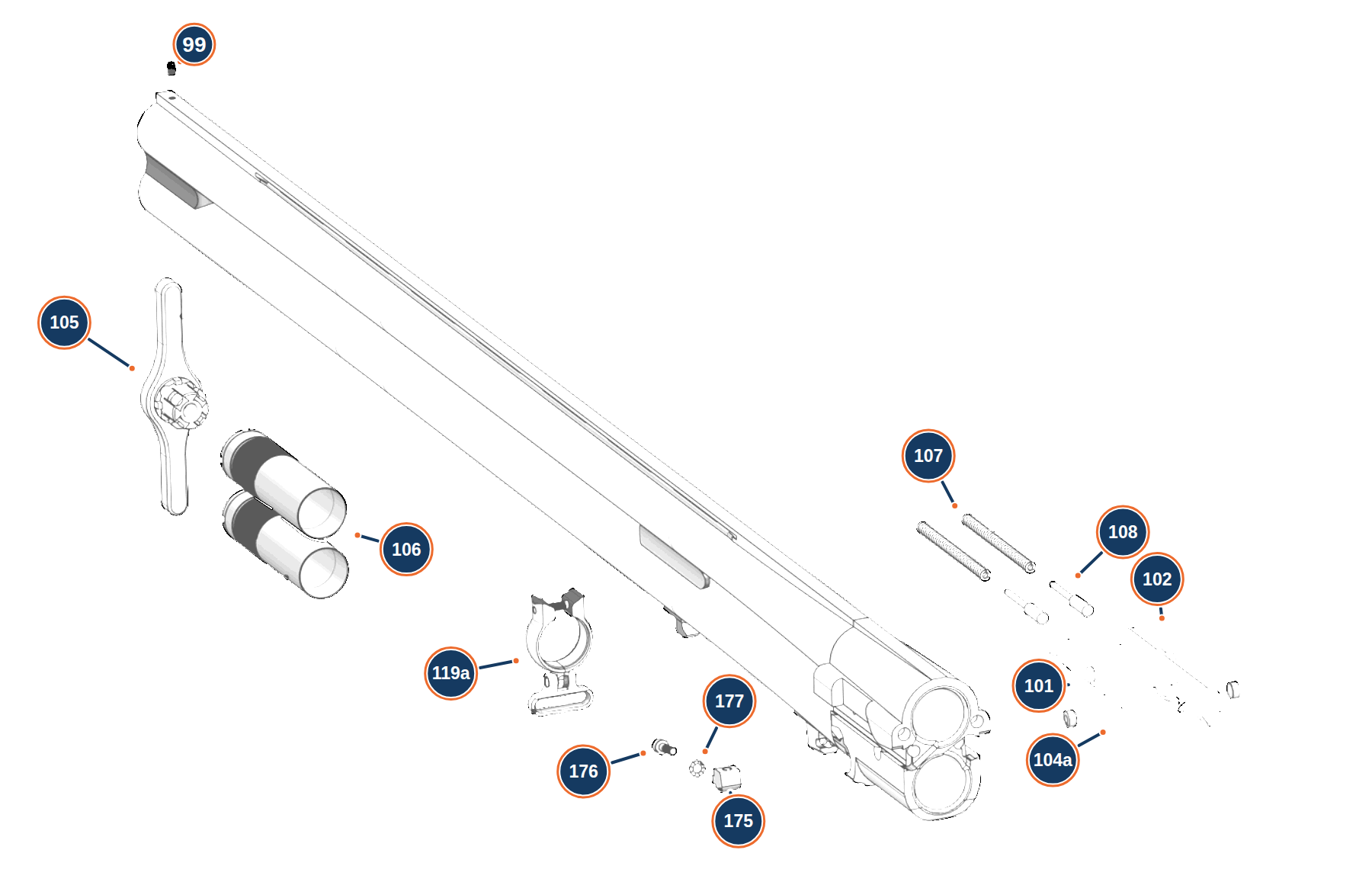Official Ultraleggero 12G Barrel exploded diagram