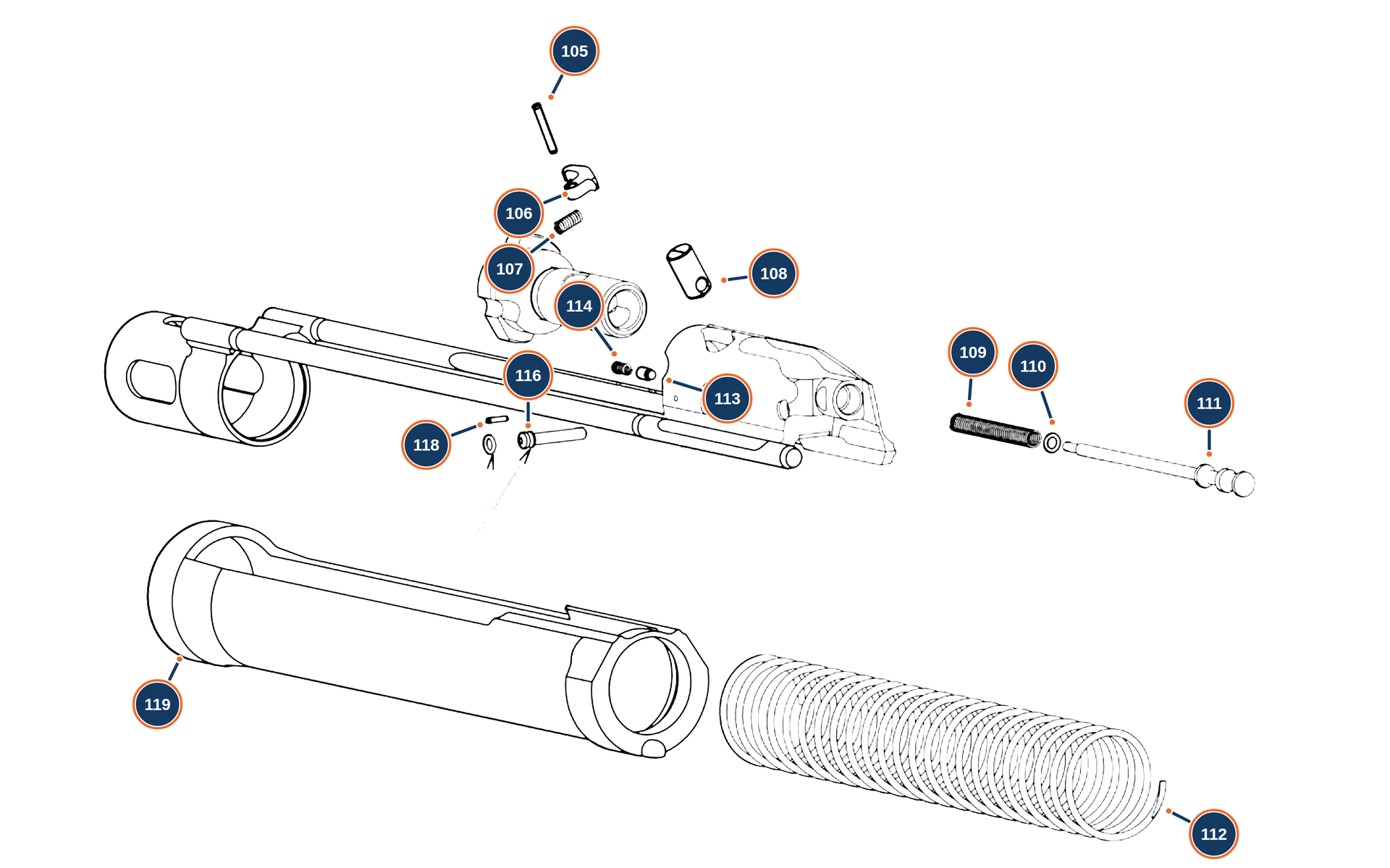 Official Beretta 1301 Comp Slide exploded diagram