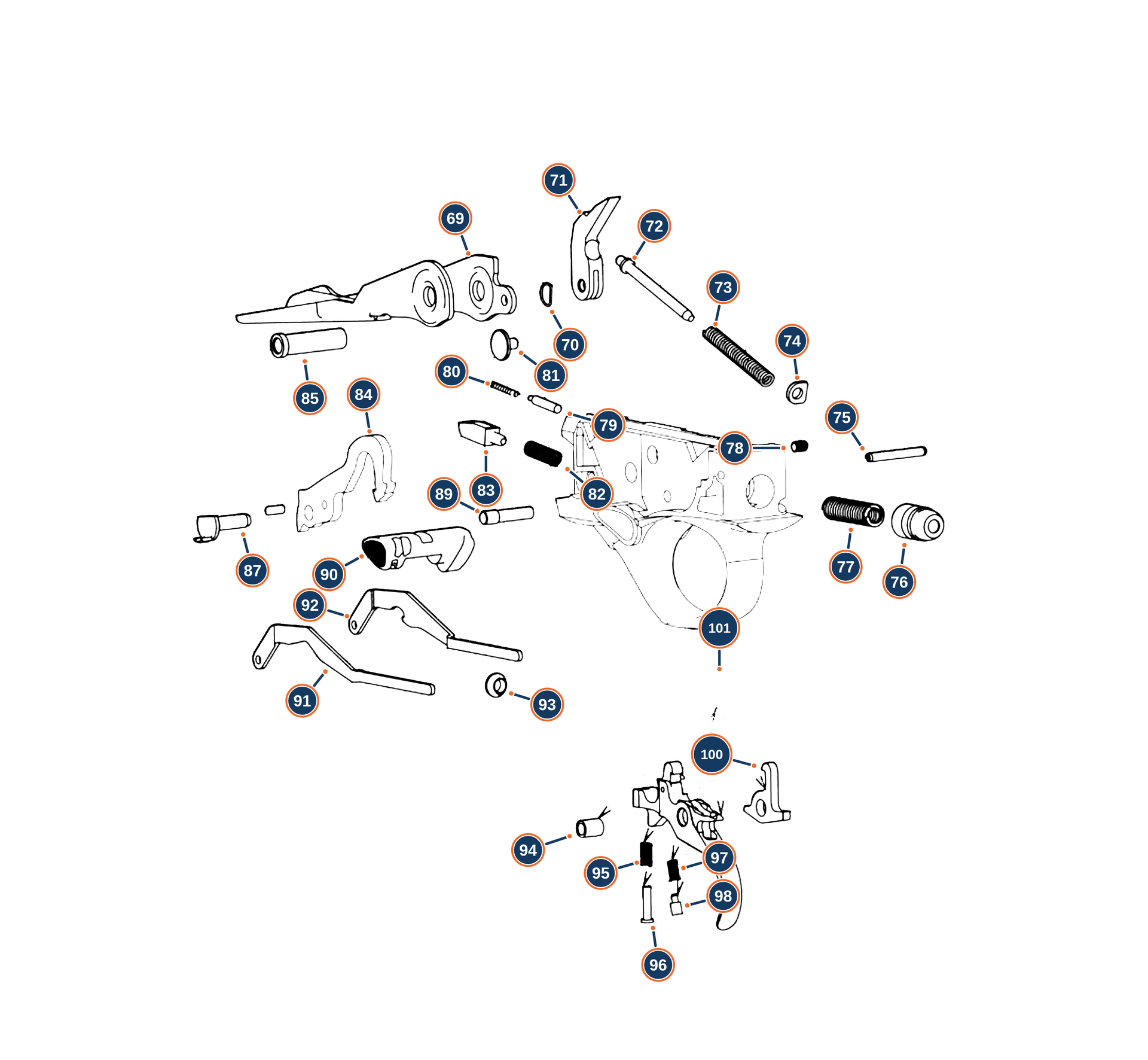 Official Beretta 1301 Comp Trigger Group exploded diagram