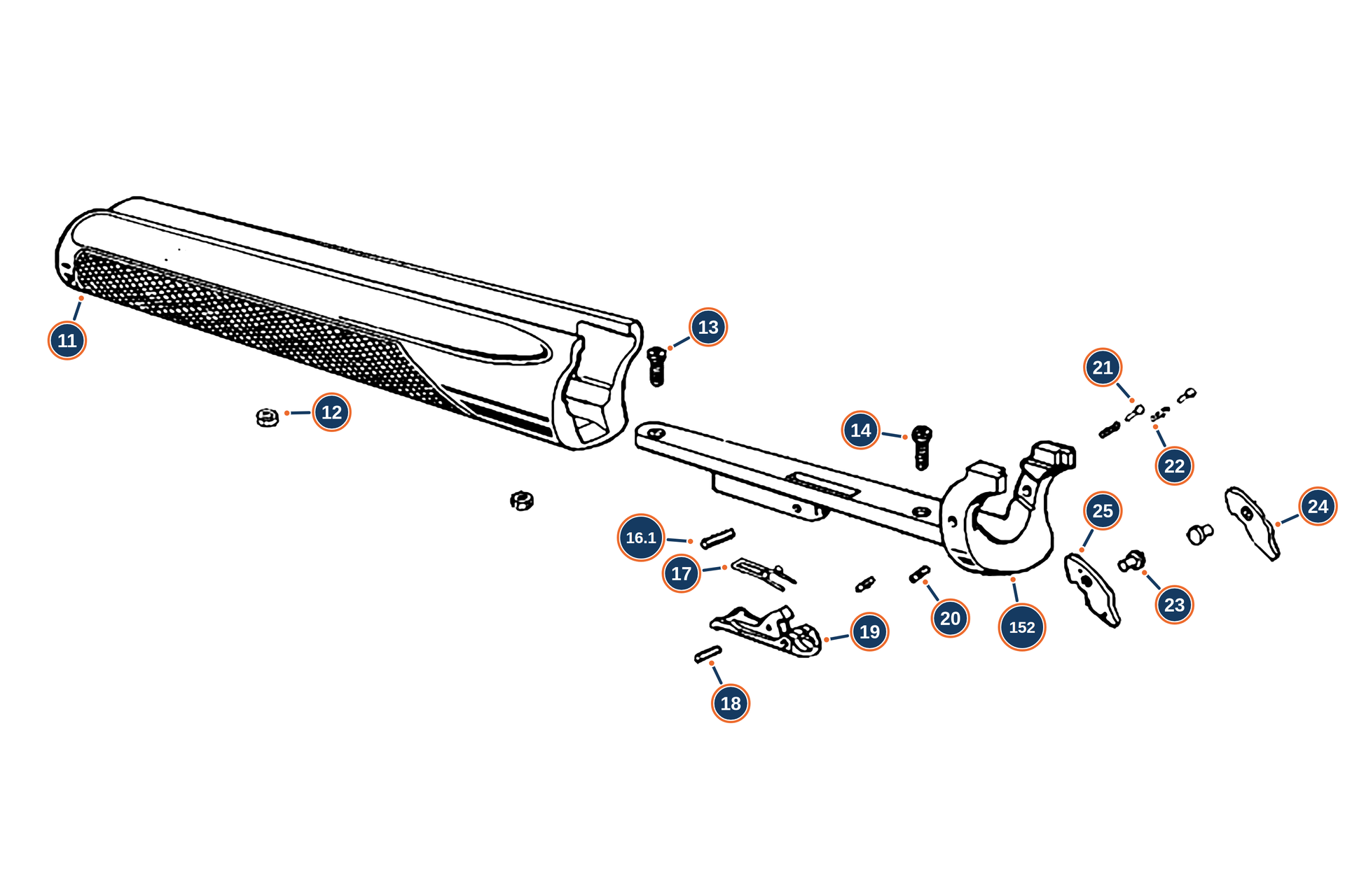 Official 686 Silver Pigeon I Field MY19 12G Forend exploded diagram
