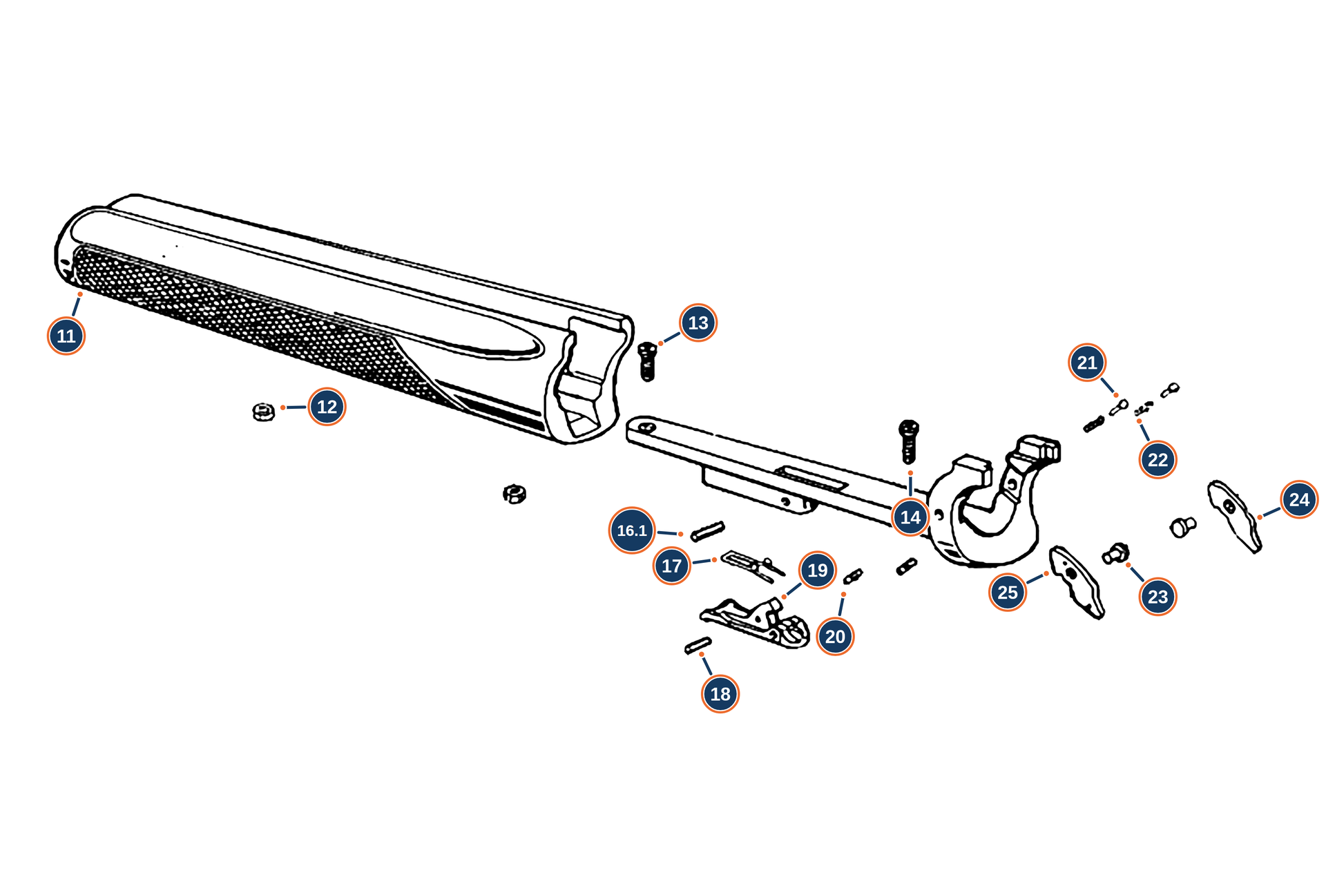 Official 686 Silver Pigeon I Field MY19 20G Forend exploded diagram