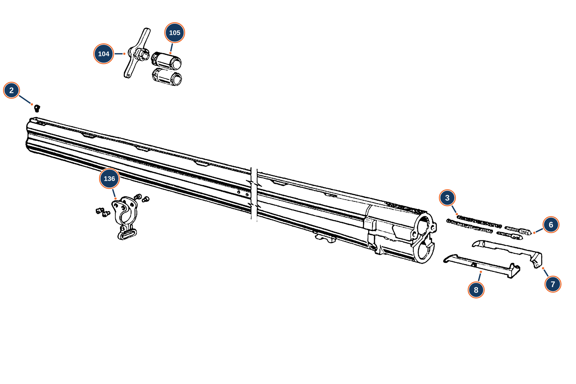 Official 686 Silver Pigeon I Field MY19 20G Barrel exploded diagram