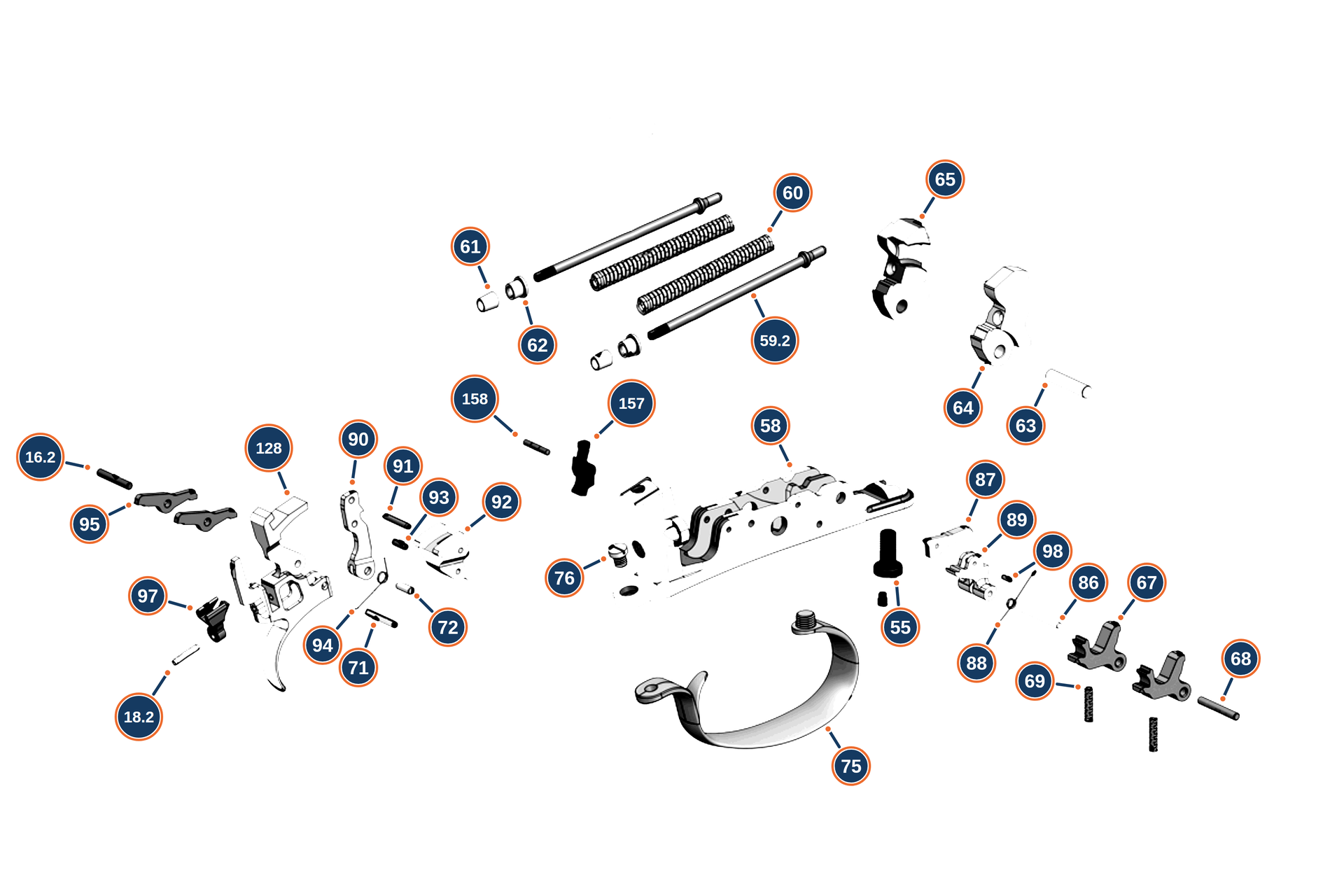 Beretta 686 Silver Pigeon I Sport MY24 12G Trigger Group reference diagram