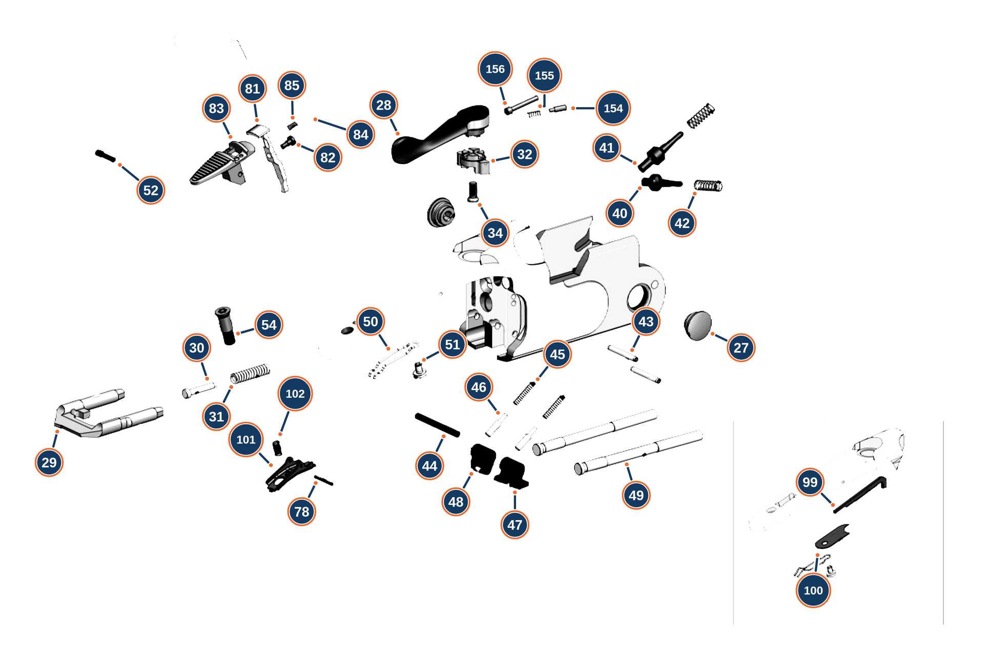 Beretta 686 Silver Pigeon I Sport MY24 12G Receiver reference diagram
