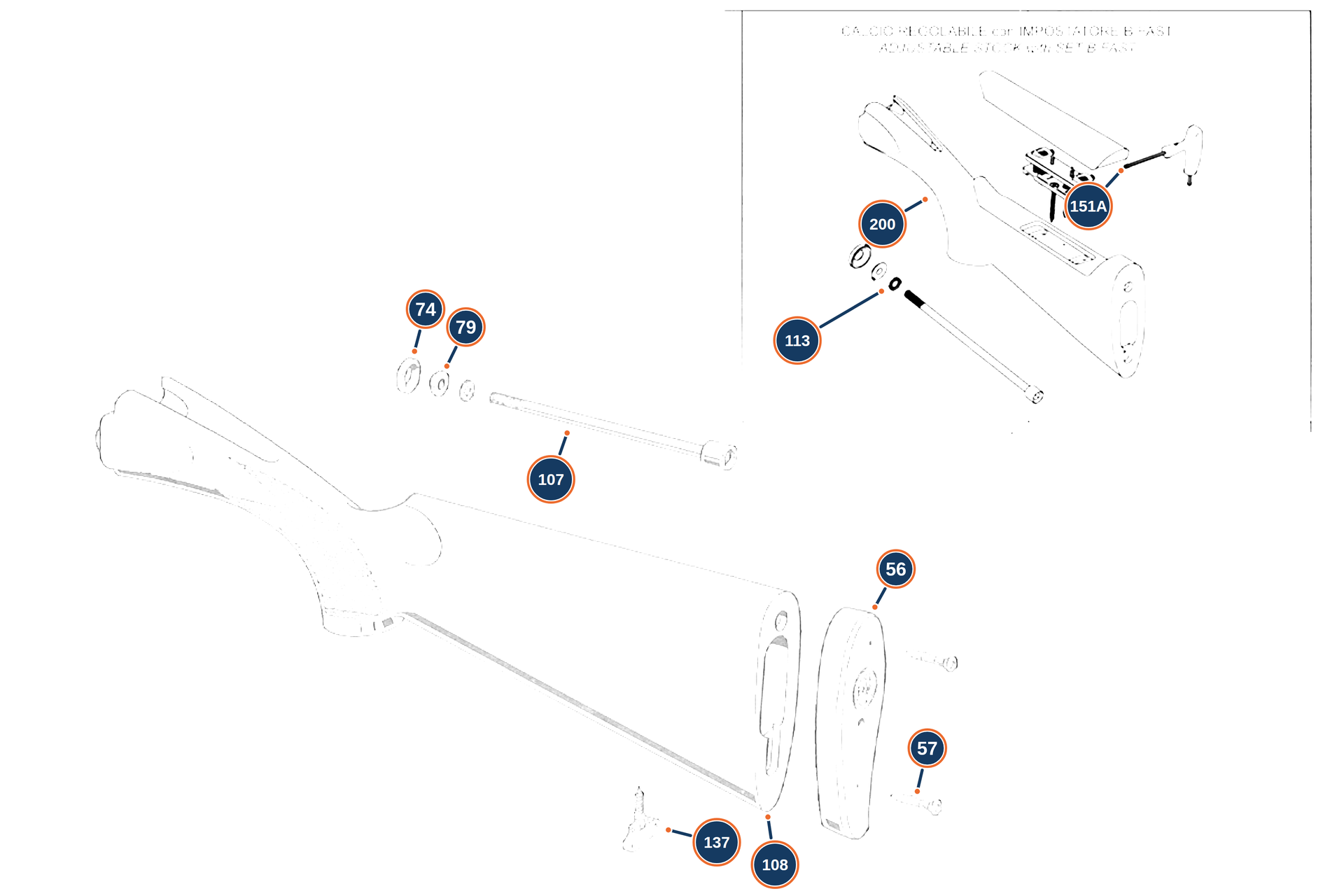 Official 687 Silver Pigeon III 12G Calcio exploded diagram