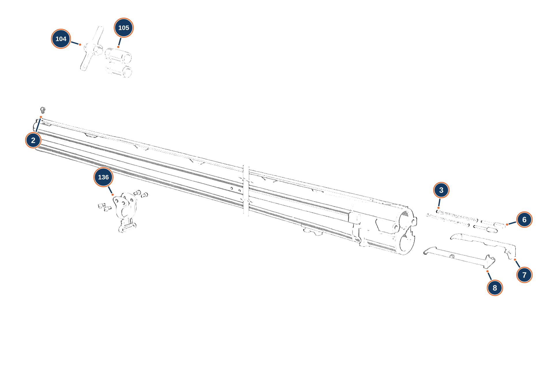 Official 687 Silver Pigeon III 12G Barrel exploded diagram