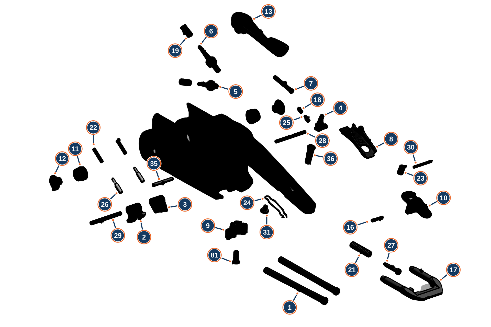 Official 694 Sporting 12G Receiver exploded diagram