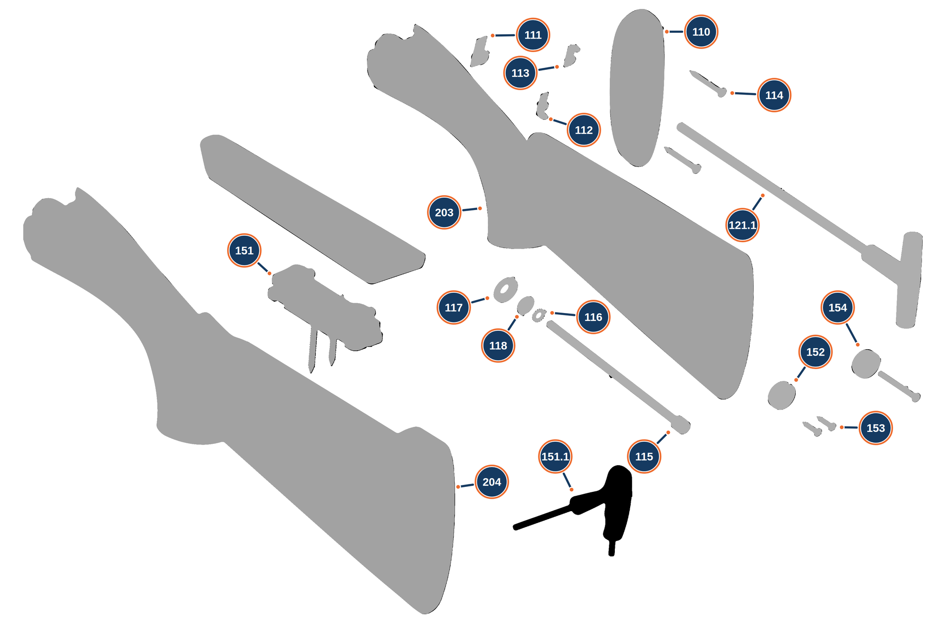 Official 694 Sporting 12G Stock exploded diagram