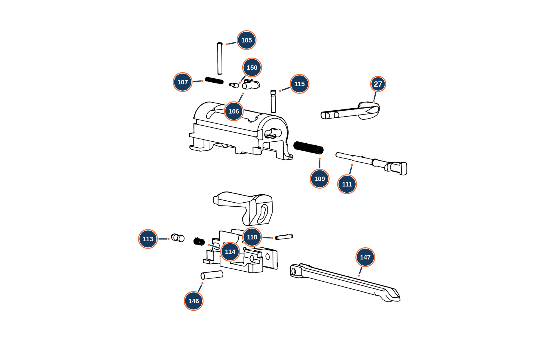Official A300 Outlander Wood 12G Slide exploded diagram
