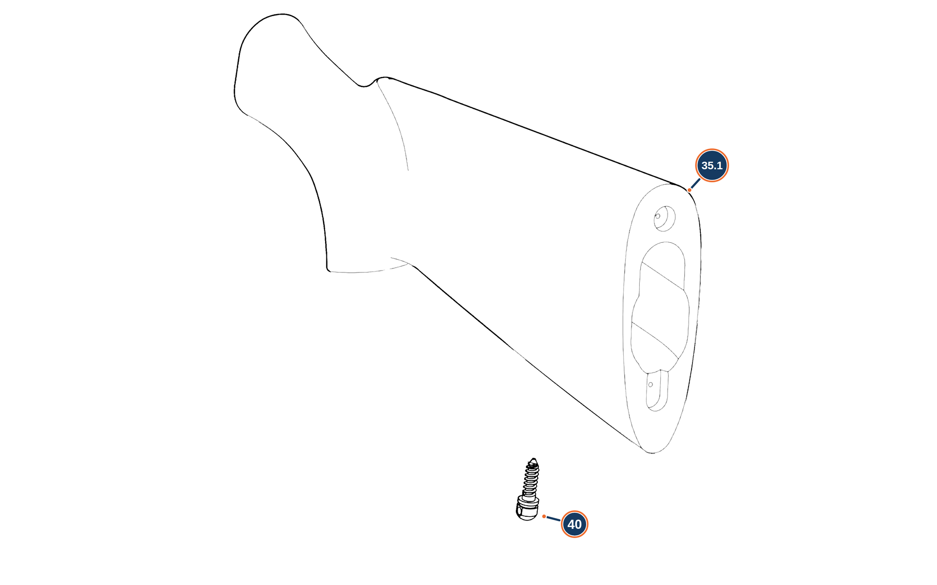 Official A300 Outlander Wood 12G Calcio exploded diagram