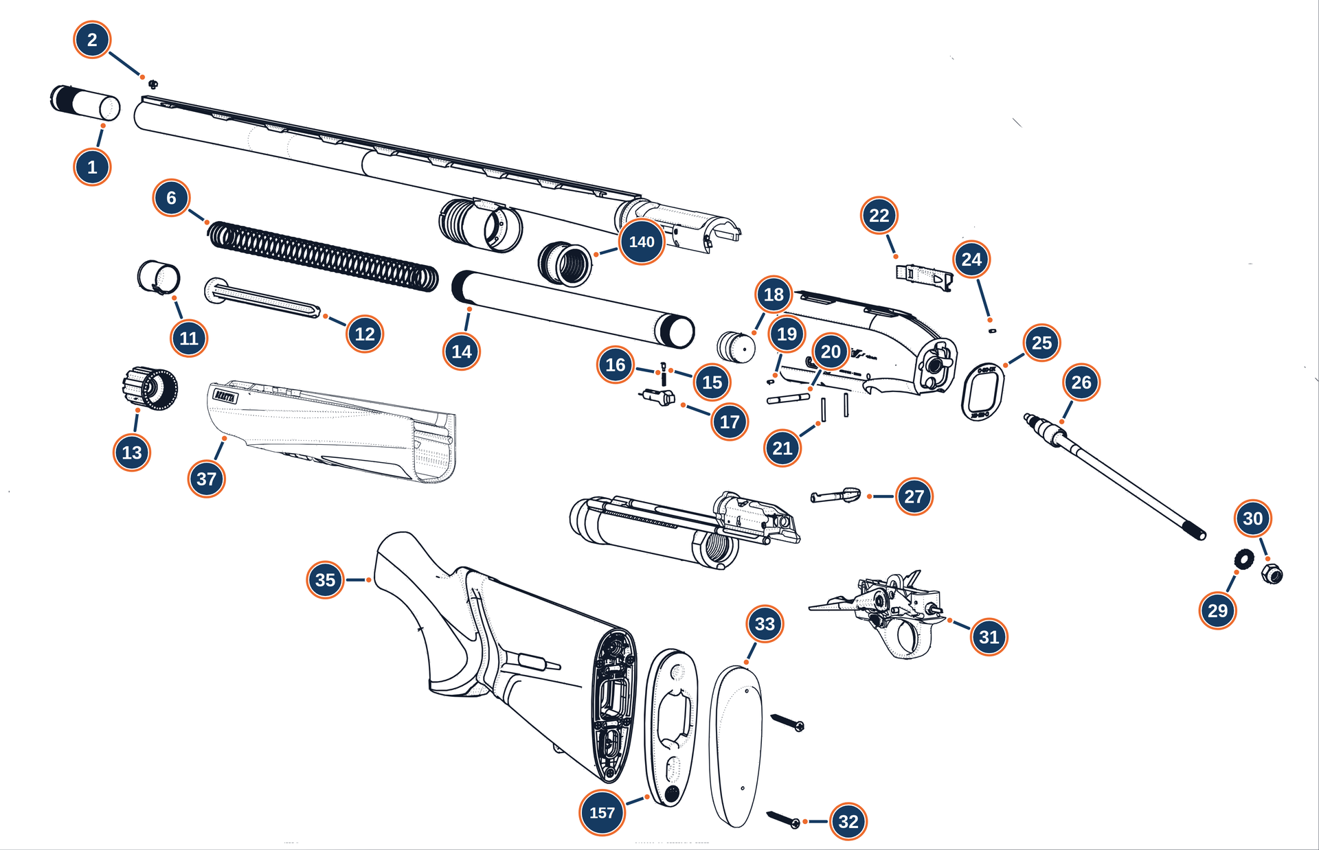 Official A400 Lite 12G Overview exploded diagram