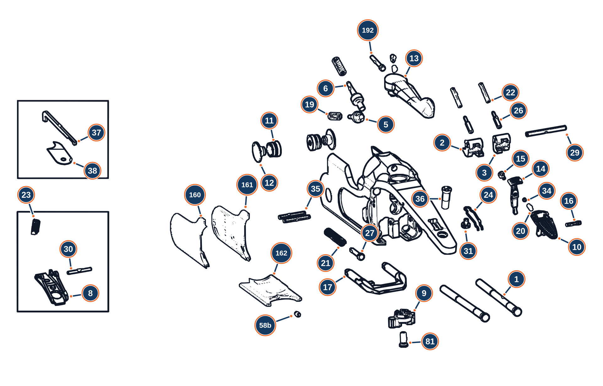 Official Ultraleggero 12G Receiver exploded diagram