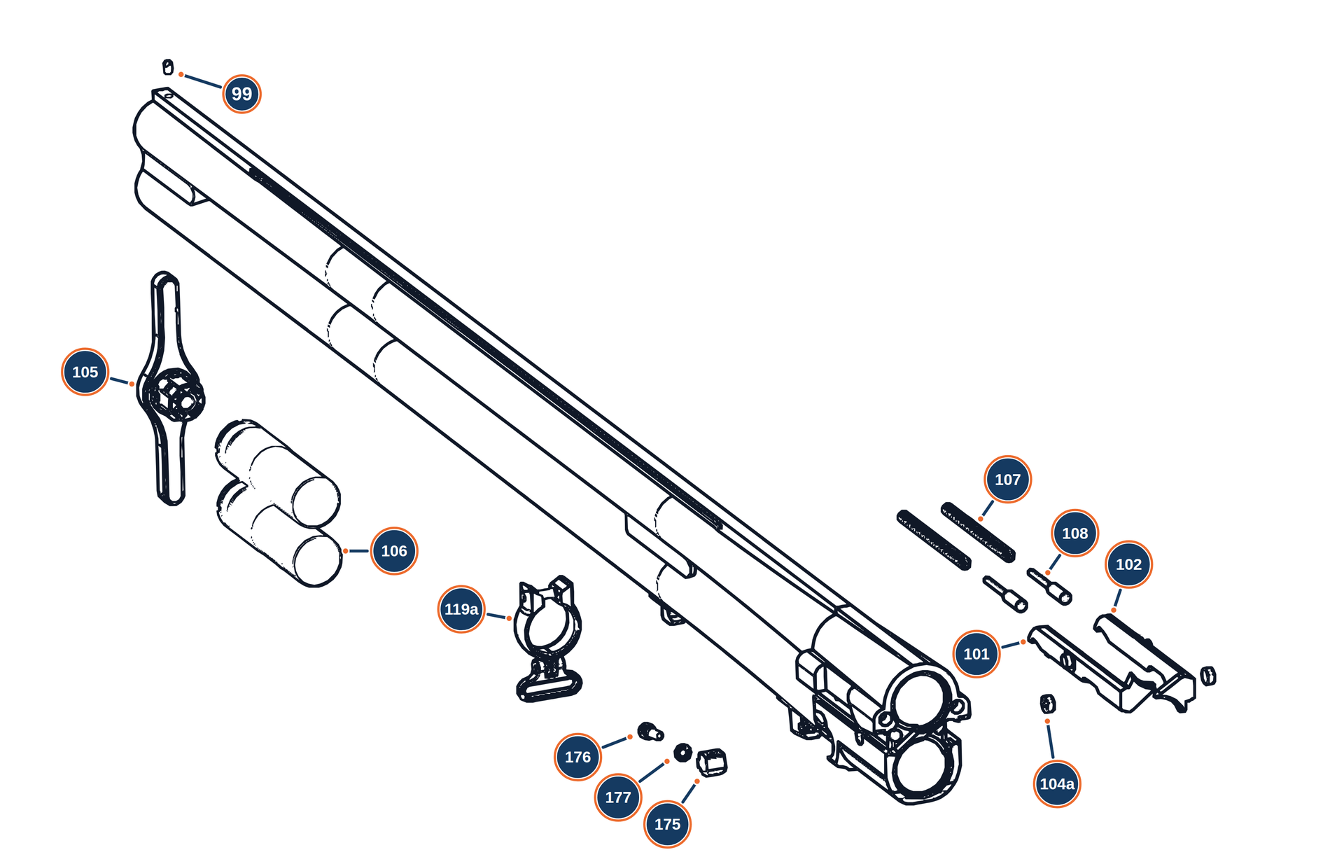 Official Ultraleggero 12G Barrel exploded diagram