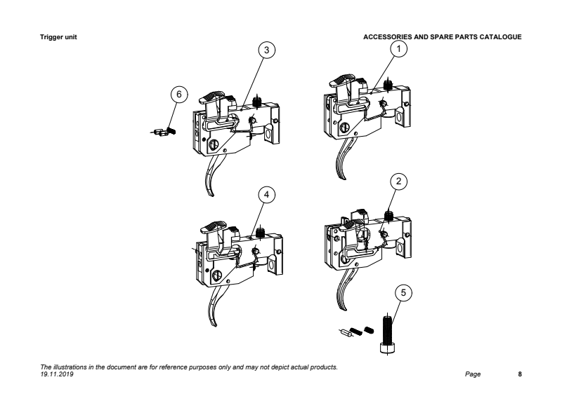 Sako A7 Trigger unit exploded parts diagram