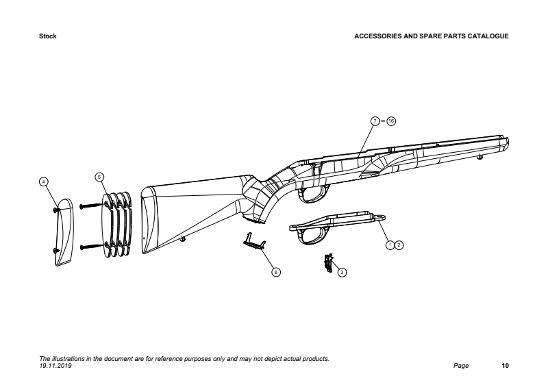 Sako A7 Stock exploded parts diagram
