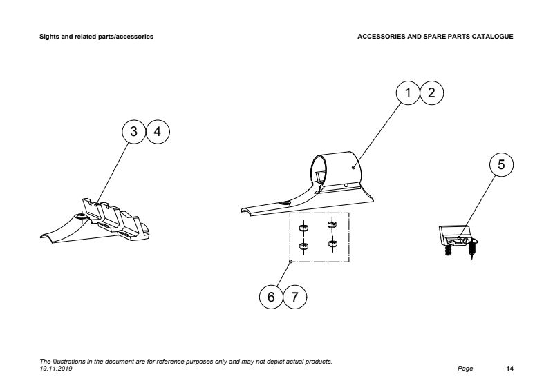 Sako A7 Sights and related parts exploded parts diagram