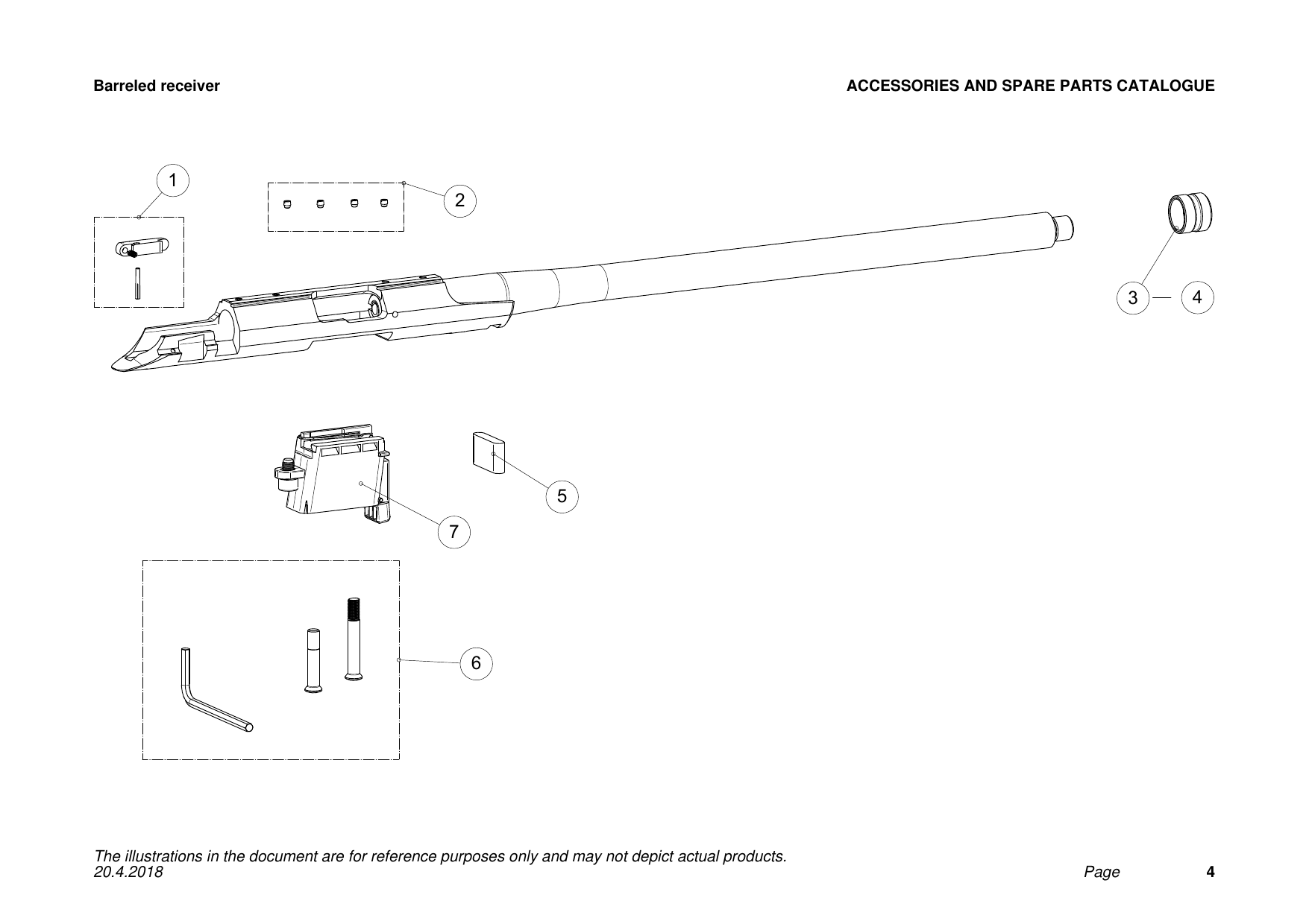 Tikka T1x Barreled receiver exploded parts diagram