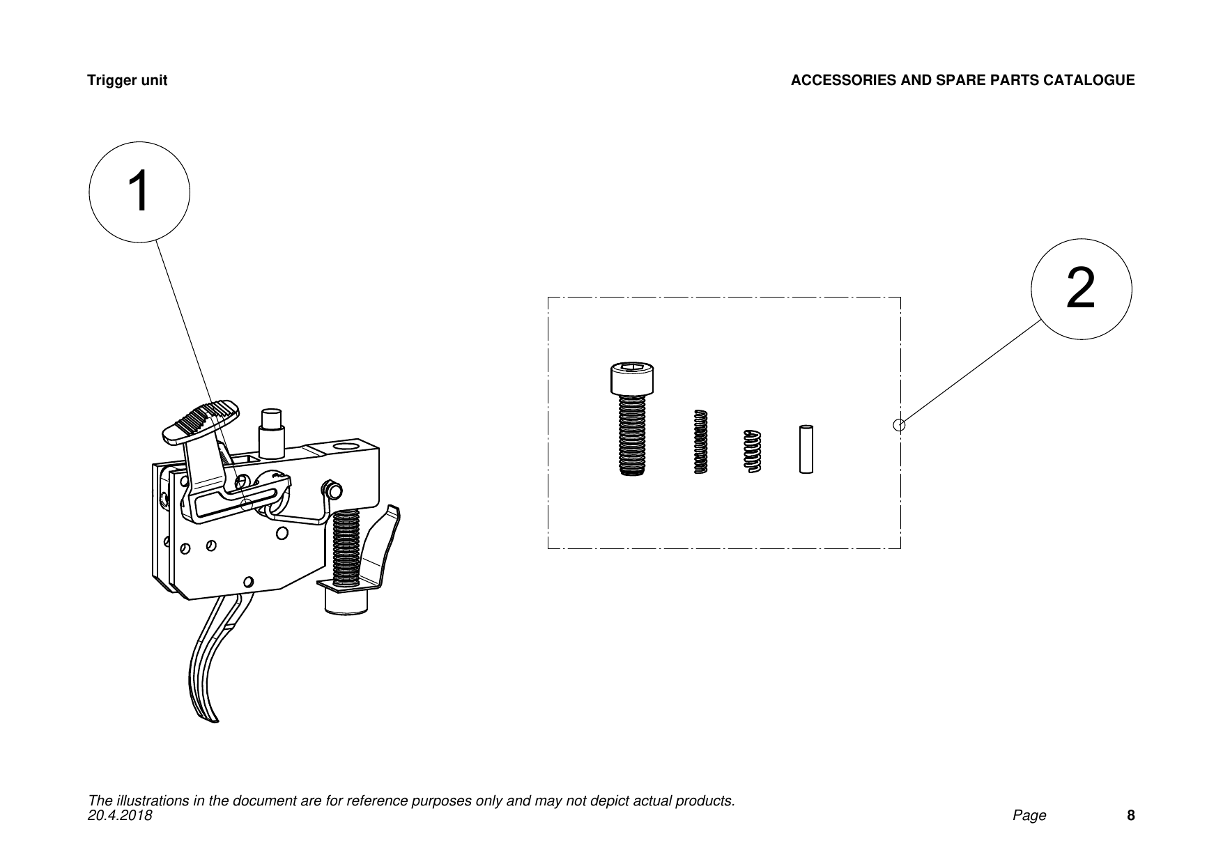 Tikka T1x Trigger unit exploded parts diagram