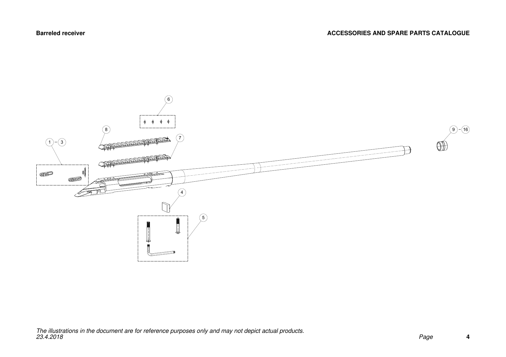 Tikka T3 / T3x Barreled receiver exploded parts diagram