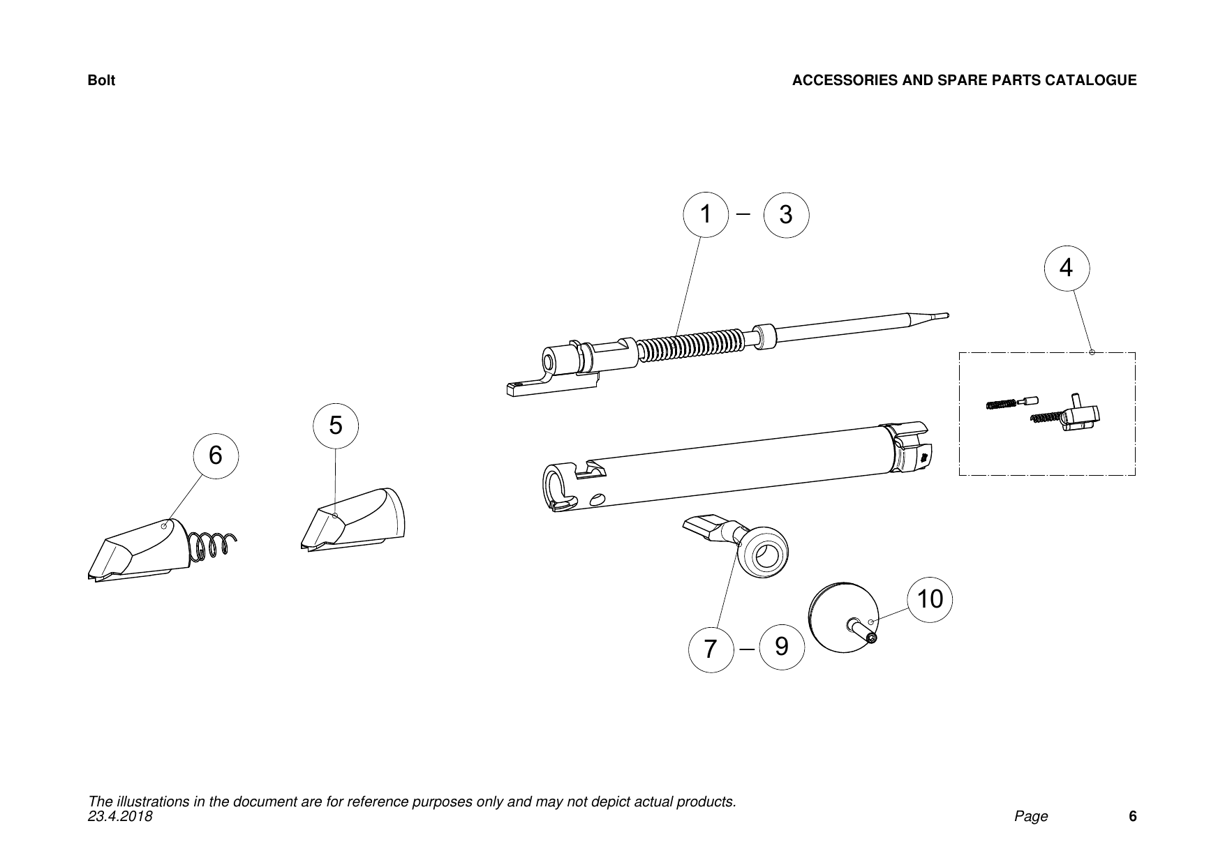 Tikka T3 / T3x Bolt exploded parts diagram