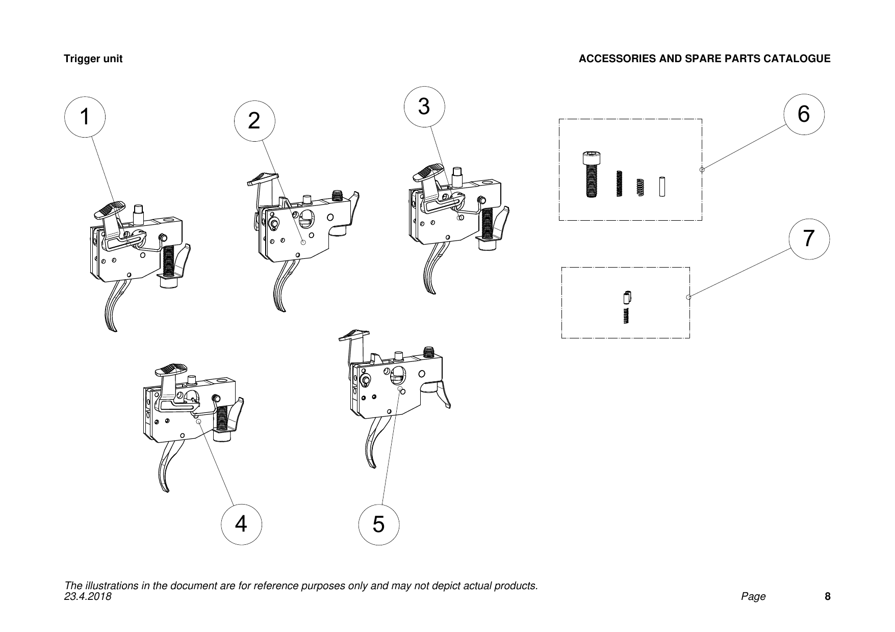 Tikka T3 / T3x Trigger unit exploded parts diagram