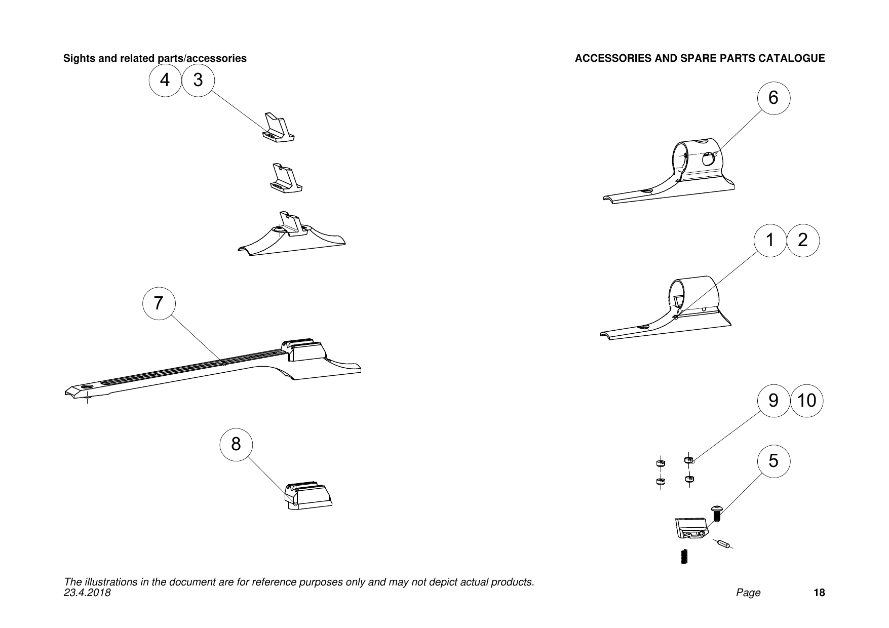 Tikka T3 / T3x Sights and related parts/accessories exploded parts diagram