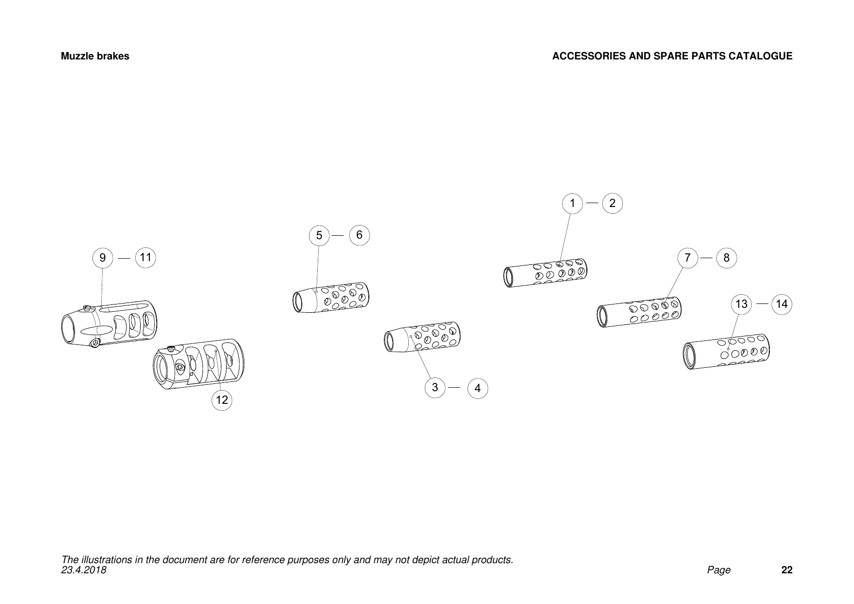 Tikka T3 / T3x Muzzle brakes exploded parts diagram