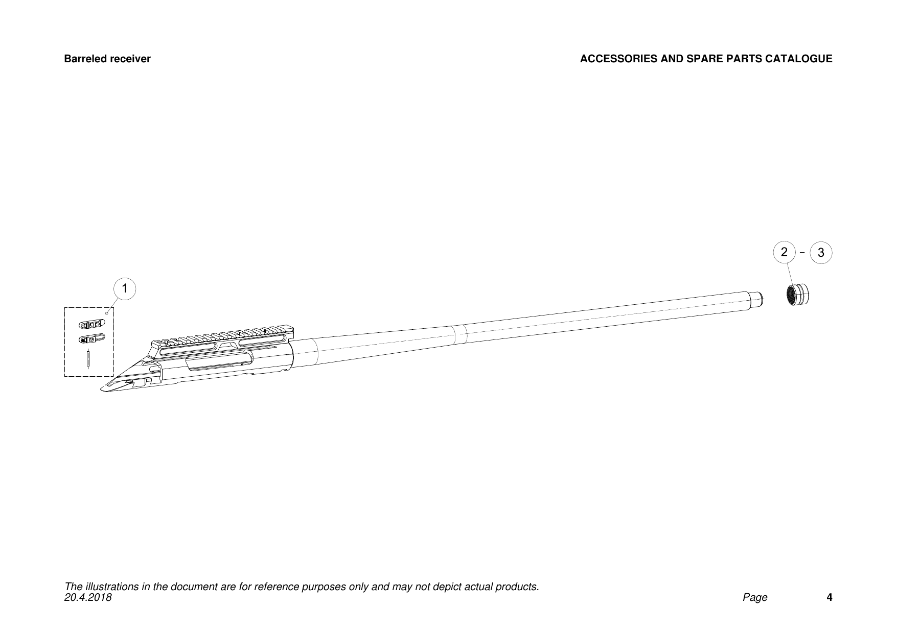 Tikka T3x TAC A1 Barreled receiver exploded parts diagram