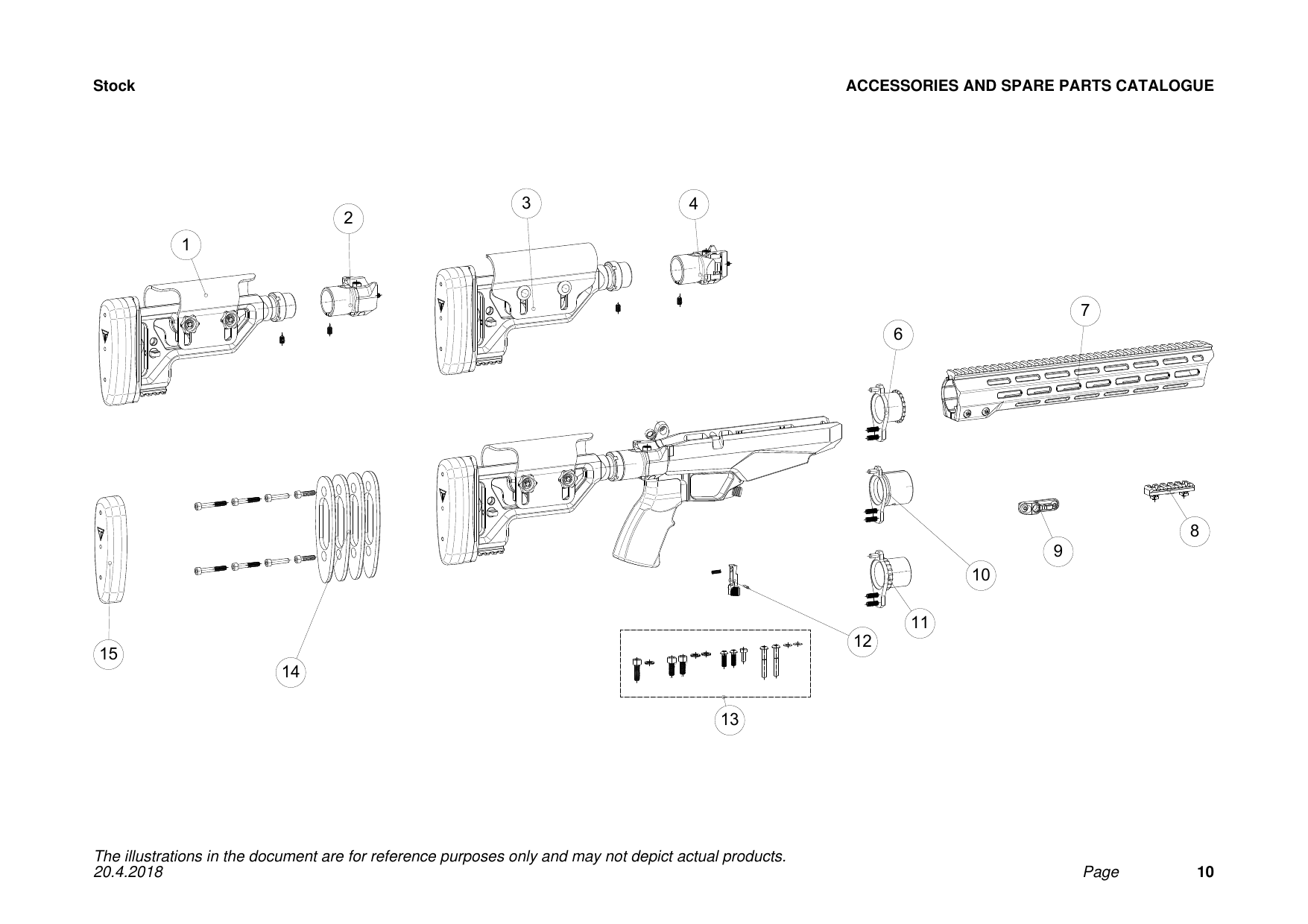 Tikka T3x TAC A1 Stock exploded parts diagram
