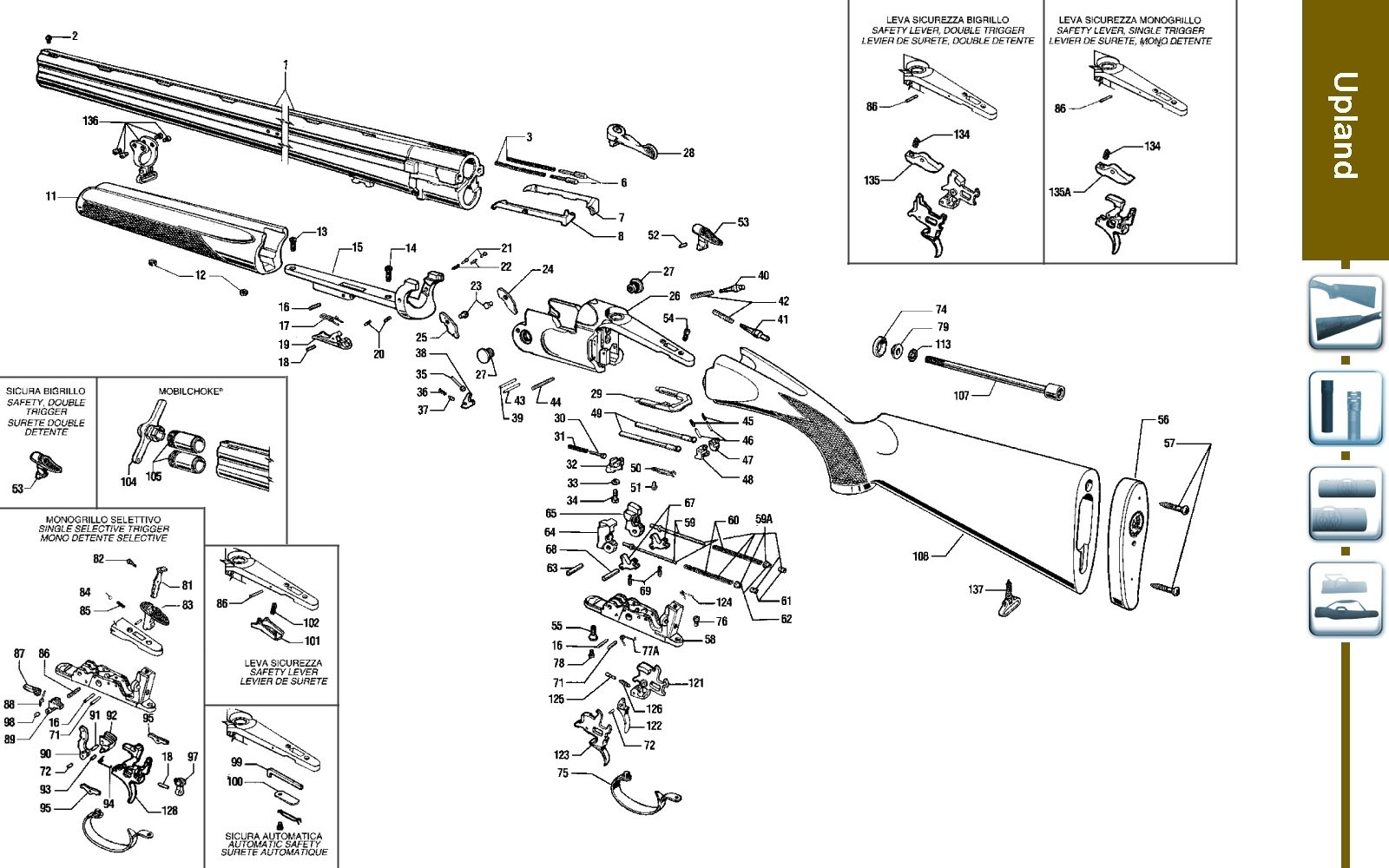 Beretta 686 Silver Pigeon I 28G exploded parts diagram