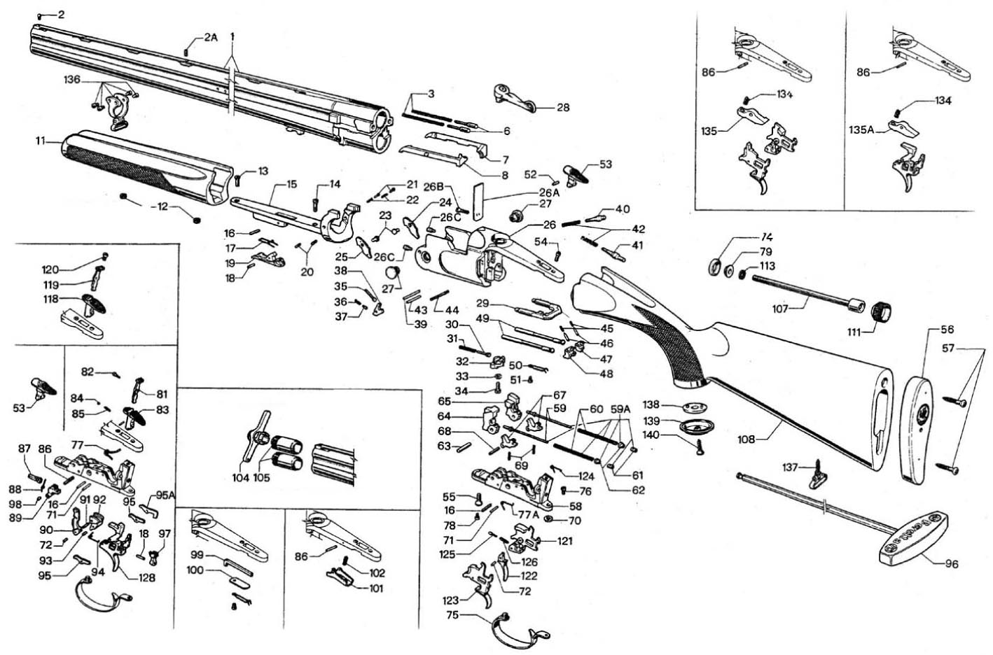 Beretta 686 Onyx 12G exploded parts diagram