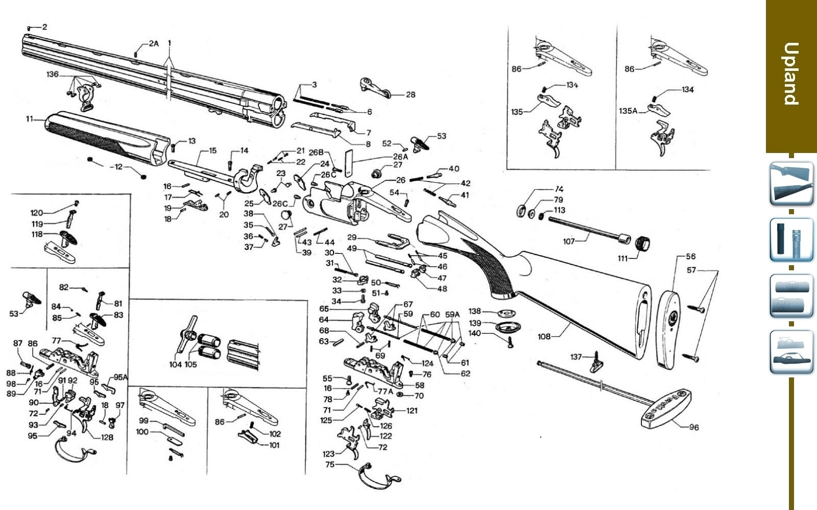 Beretta 686 Ultralight Deluxe 12G exploded parts diagram