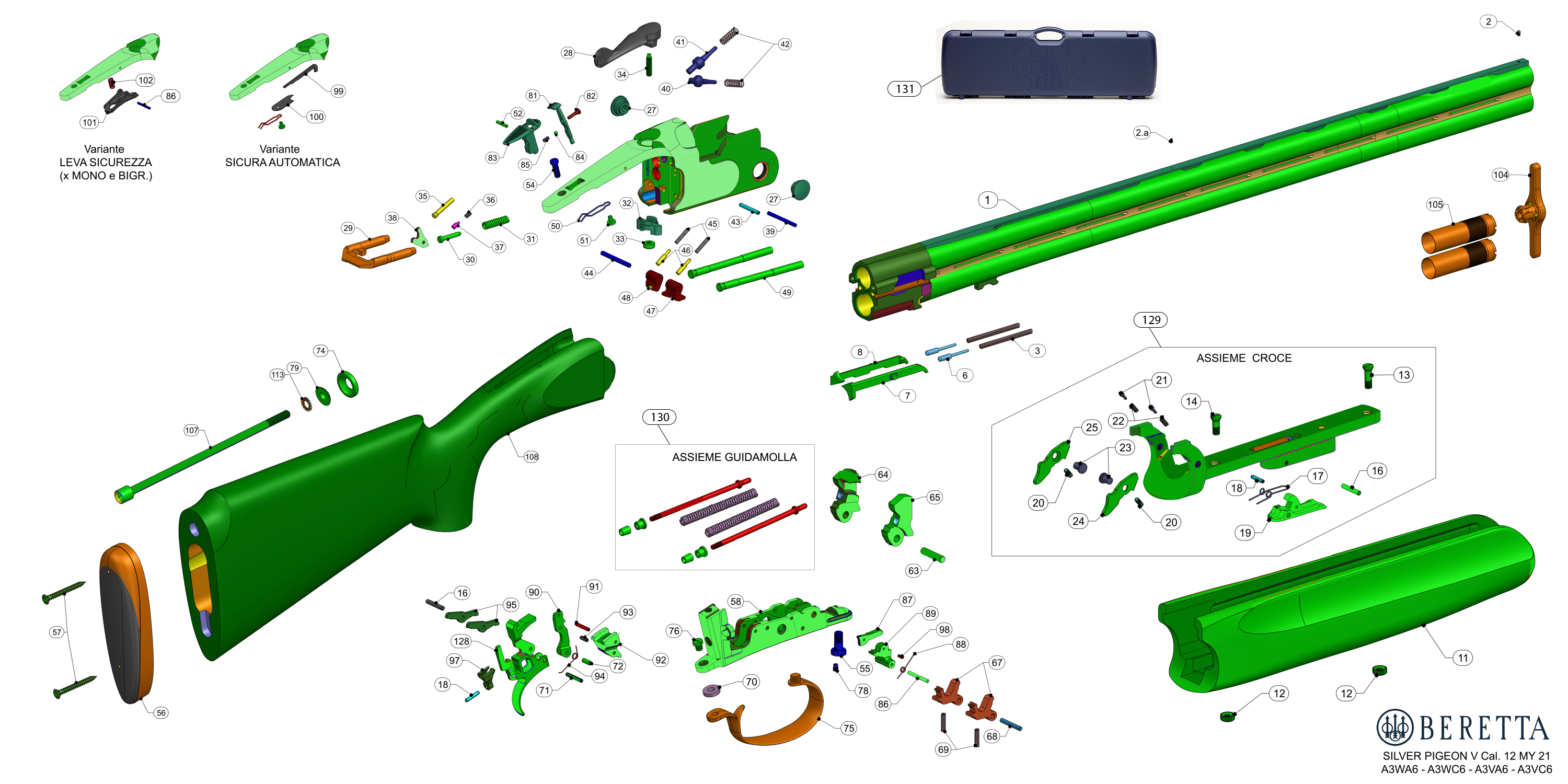 Beretta 687 Silver Pigeon V MY21 12G exploded parts diagram