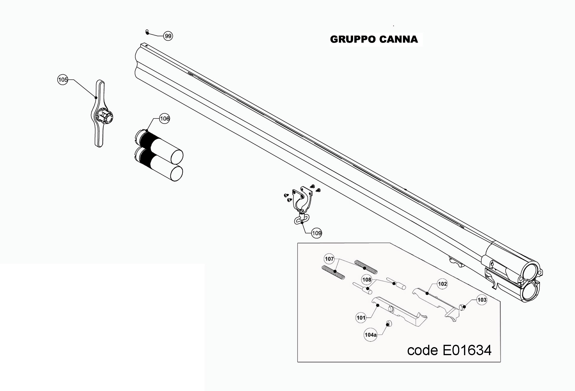 Beretta 690 Field I 20G — Barrel exploded diagram