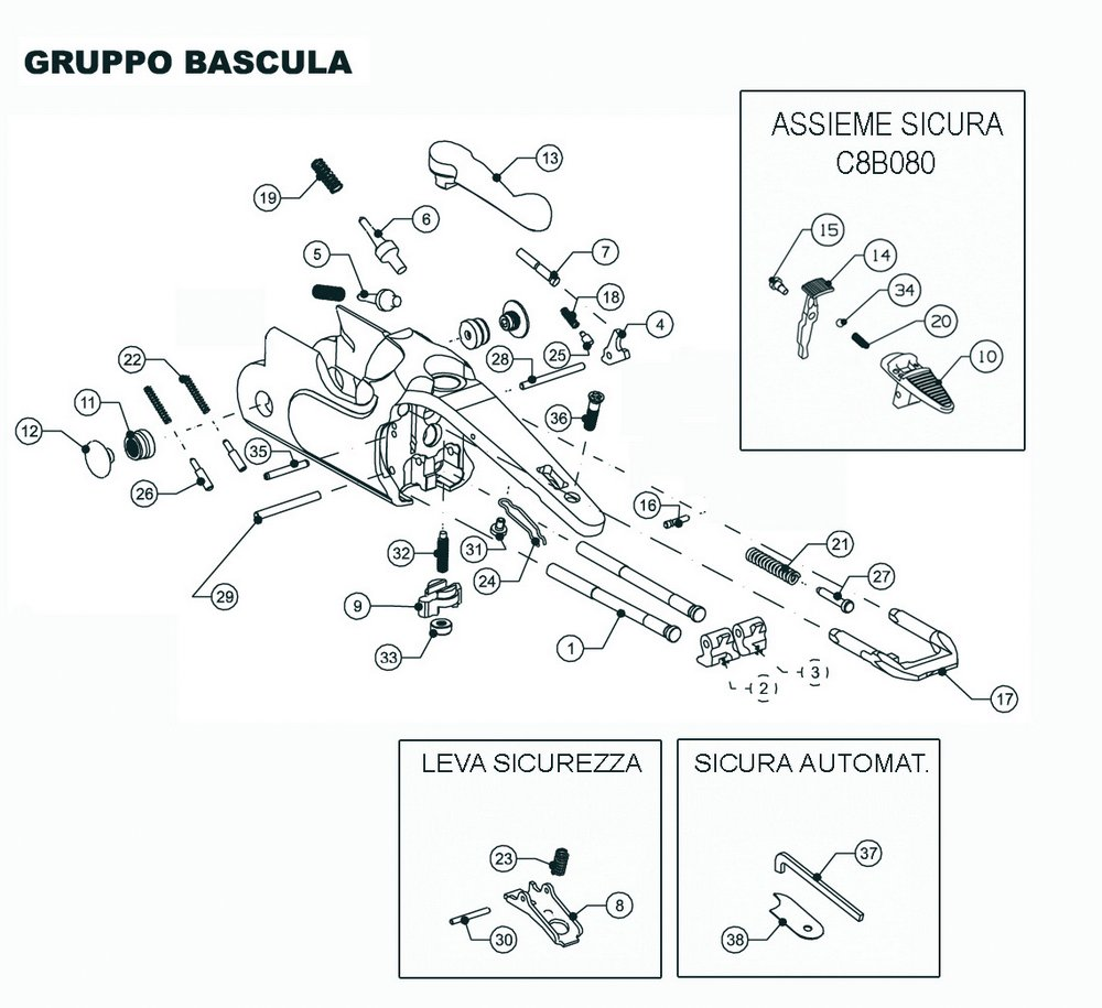 Beretta 690 Sporting Black 12G — Action / frame exploded diagram