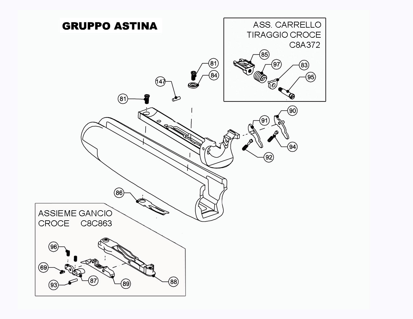 Beretta 690 Field I 20G — Forend exploded diagram