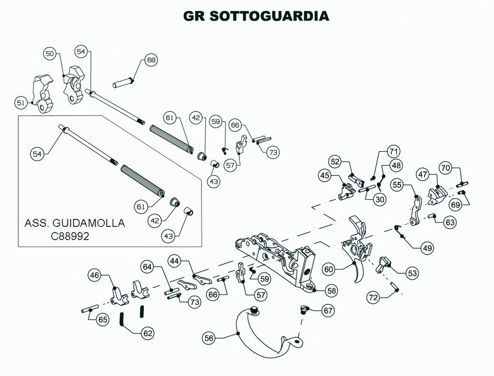Beretta 690 Sporting 12G Game Scene — Trigger group exploded diagram