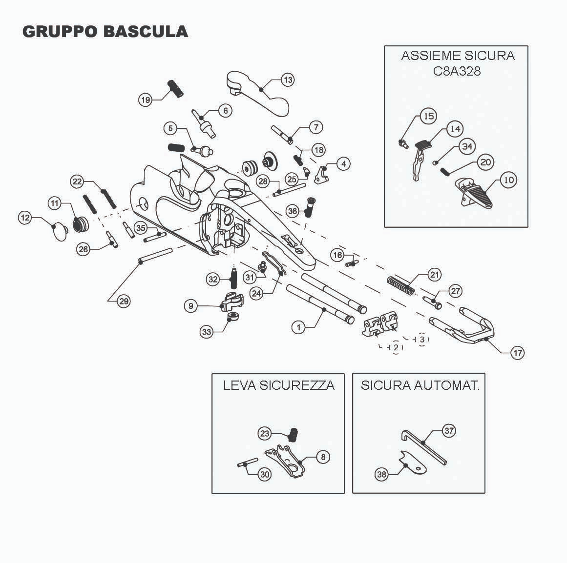 Beretta 690 Field I 12G — Action / frame exploded diagram