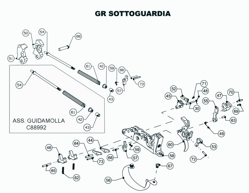Beretta 690 Sporting Black 12G — Trigger group exploded diagram