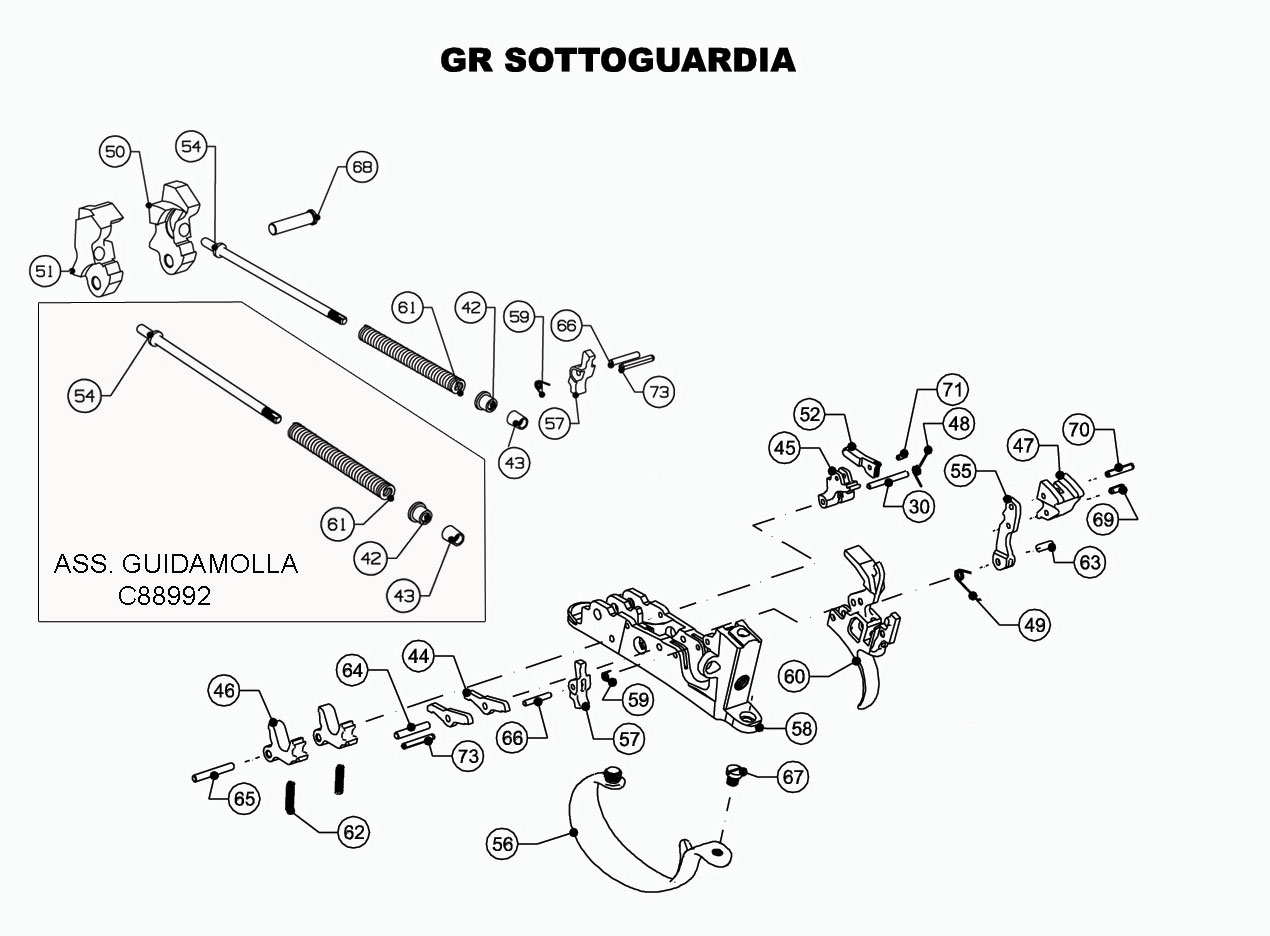 Beretta 690 Trap Black 12G — Trigger group exploded diagram