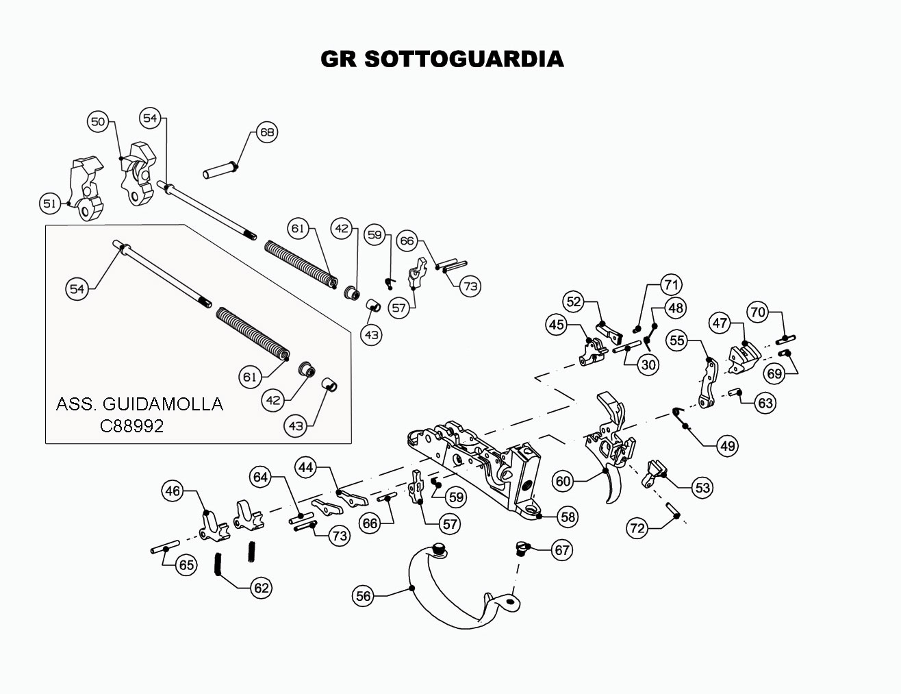 Beretta 690 Field I 20G — Trigger group exploded diagram
